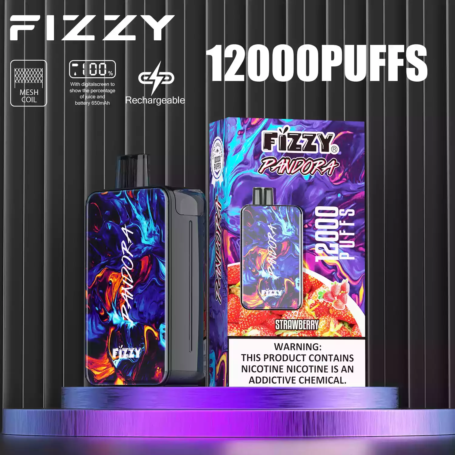 Fizzy Pandora 12000 Puffs Disposable Vape with Smooth Mesh Coil and 20ml Prefilled Liquid (7) Fizzy Pandora 12000 Puffs Disposable Vape with Smooth Mesh Coil and 20ml Prefilled Liquid (7)