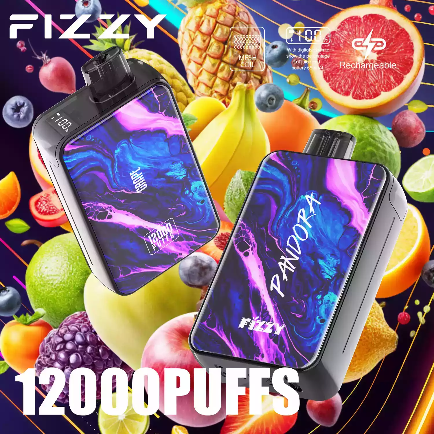 Fizzy Pandora 12000 Puffs Disposable Vape with Smooth Mesh Coil and 20ml Prefilled Liquid (8) Fizzy Pandora 12000 Puffs Disposable Vape with Smooth Mesh Coil and 20ml Prefilled Liquid (8)