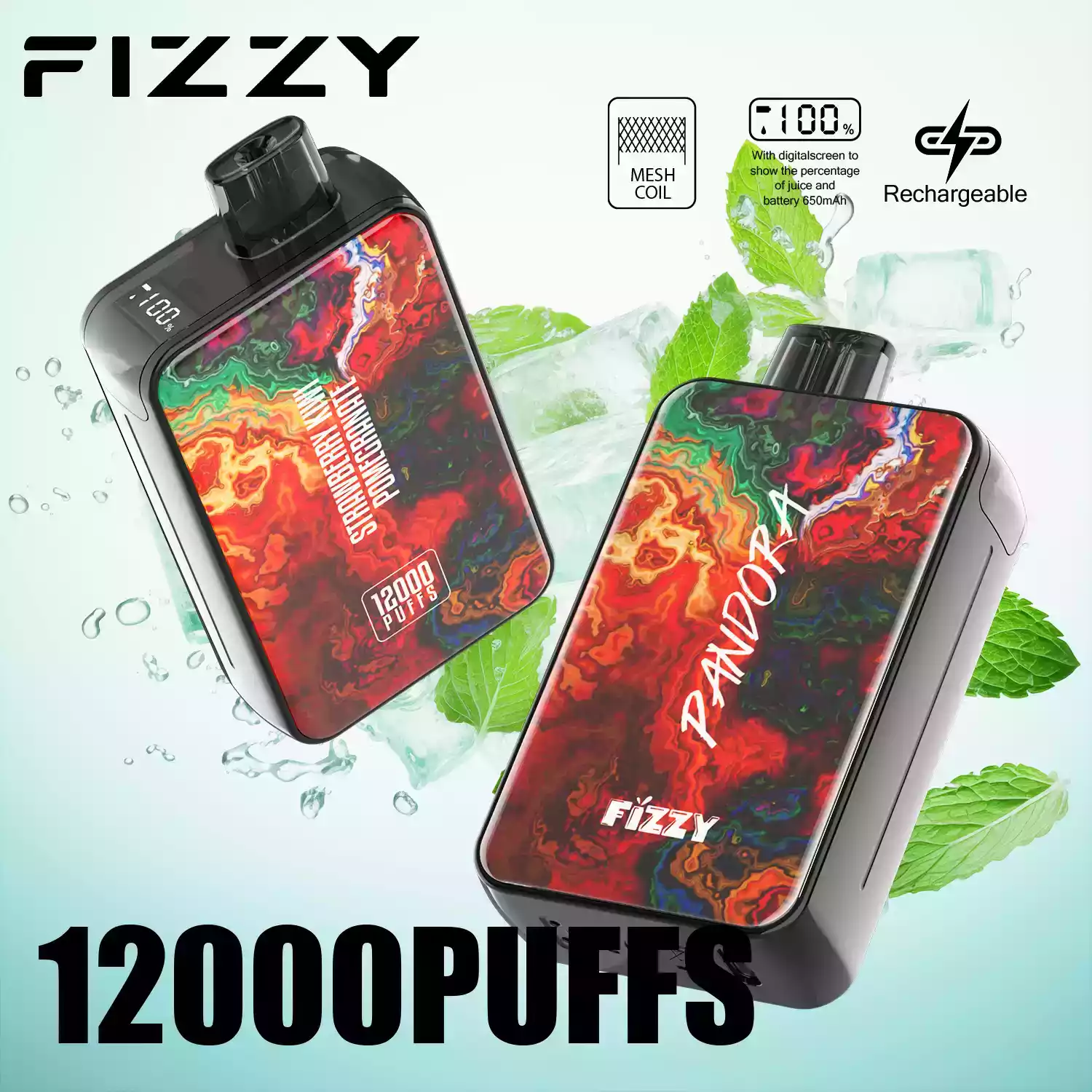 Fizzy Pandora 12000 Puffs Disposable Vape with Smooth Mesh Coil and 20ml Prefilled Liquid (9) Fizzy Pandora 12000 Puffs Disposable Vape with Smooth Mesh Coil and 20ml Prefilled Liquid (9)