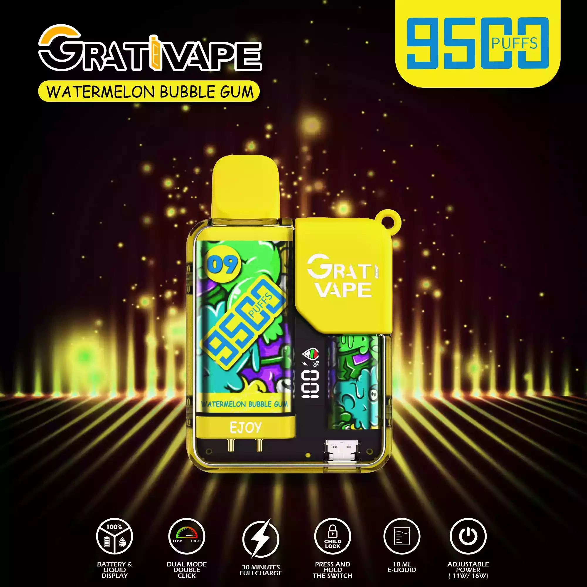 Grativape Ejoy 9500 Puffs Vape 0% 2% 3% 5% Nicotine 30ml Prefilled Liquid with Mesh Coil for Ultimate Flavor (12) Grativape Ejoy 9500 Puffs Vape 0% 2% 3% 5% Nicotine 30ml Prefilled Liquid with Mesh Coil for Ultimate Flavor (12)