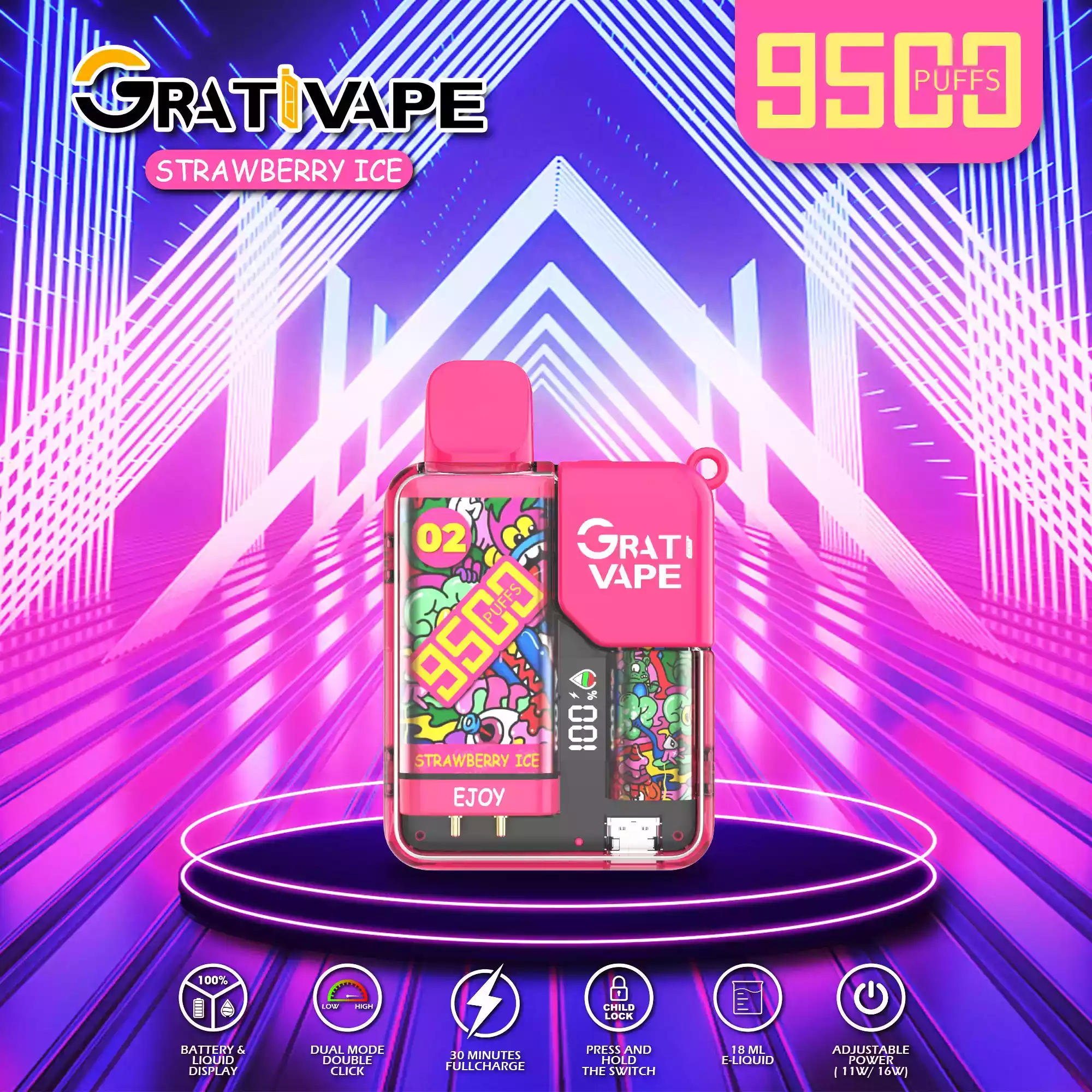 Grativape Ejoy 9500 Puffs Vape 0% 2% 3% 5% Nicotine 30ml Prefilled Liquid with Mesh Coil for Ultimate Flavor (8) Grativape Ejoy 9500 Puffs Vape 0% 2% 3% 5% Nicotine 30ml Prefilled Liquid with Mesh Coil for Ultimate Flavor (8)