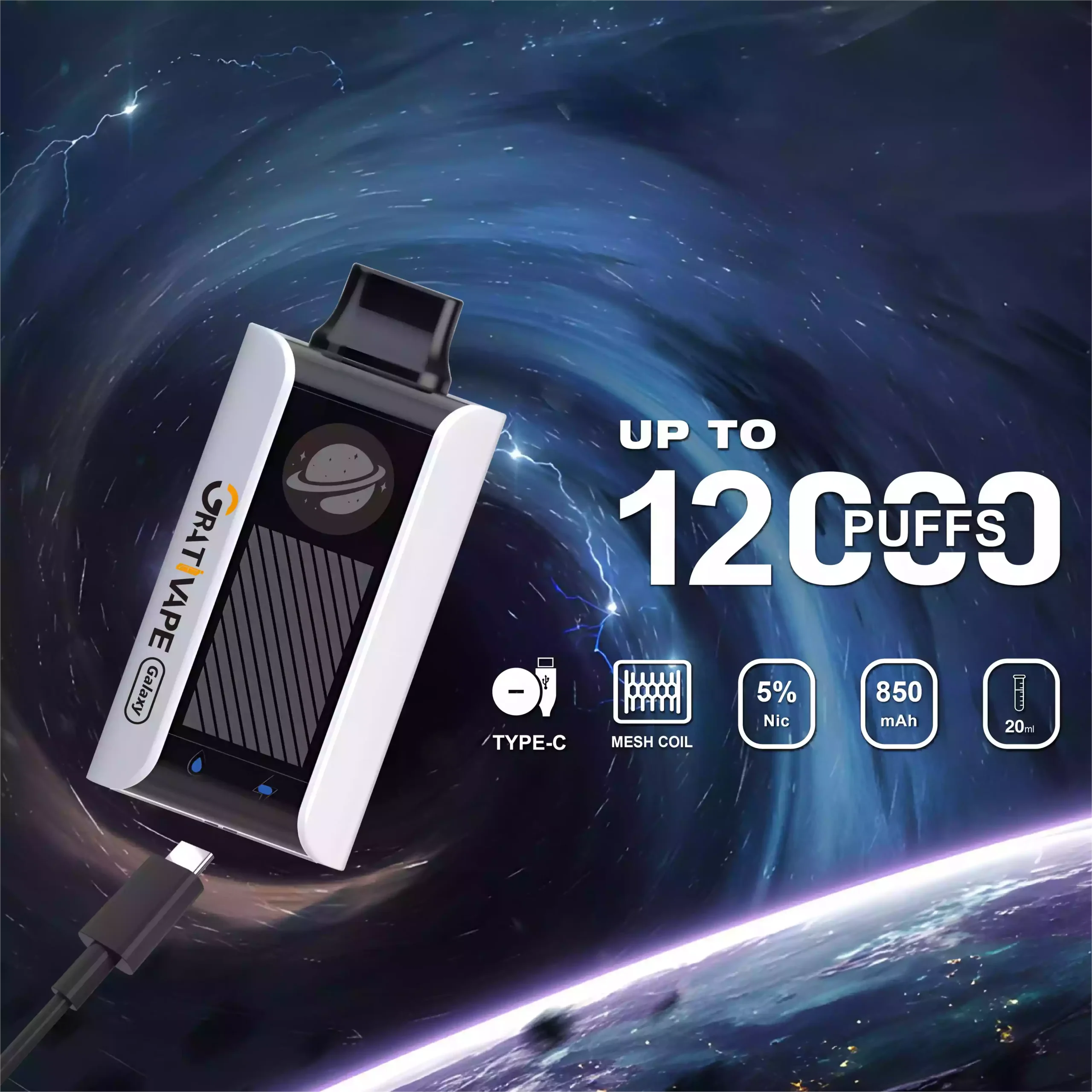 Grativape Galaxy 12000 Puffs Long-Lasting Disposable Vape with High Nicotine Options (1) Grativape Galaxy 12000 Puffs Long-Lasting Disposable Vape with High Nicotine Options (1)