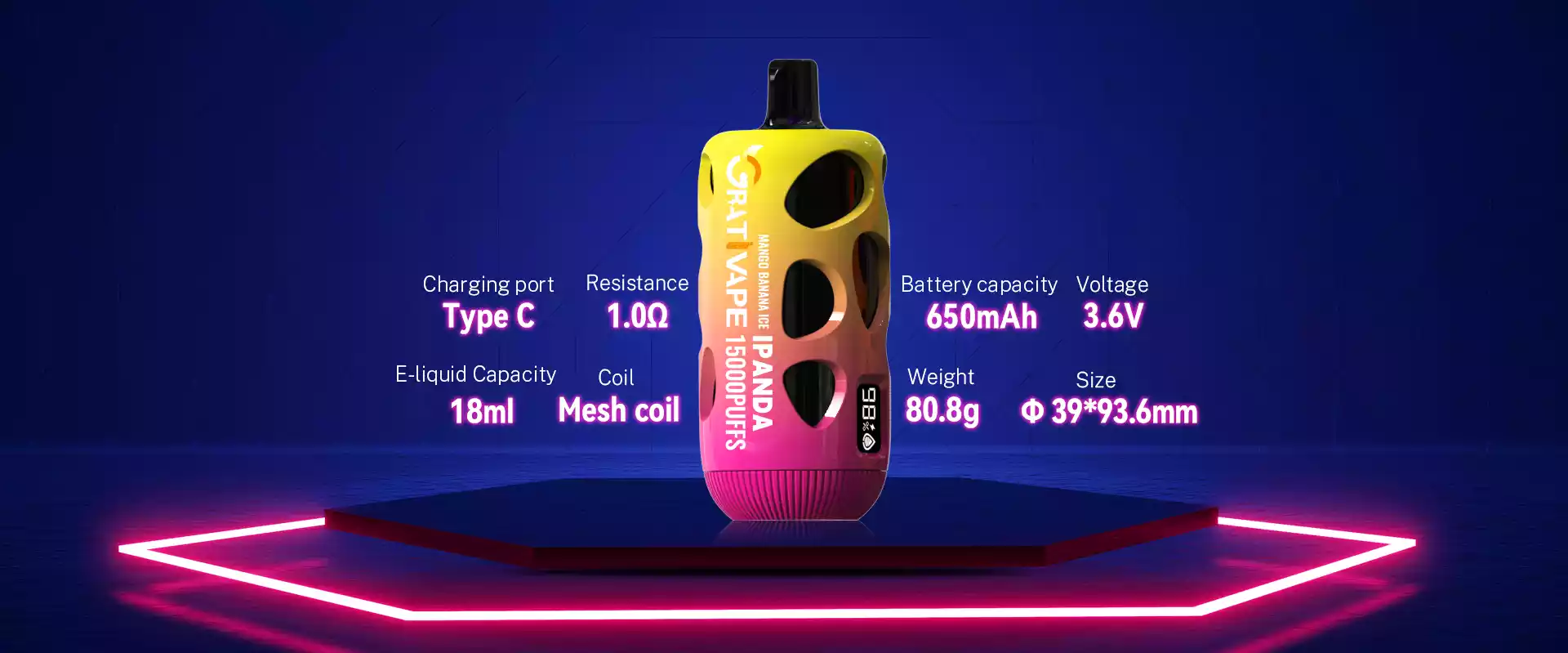 Grativape iPanda 15000 Puffs – Advanced LED Display Disposable Vape (15) Grativape iPanda 15000 Puffs – Advanced LED Display Disposable Vape (15)