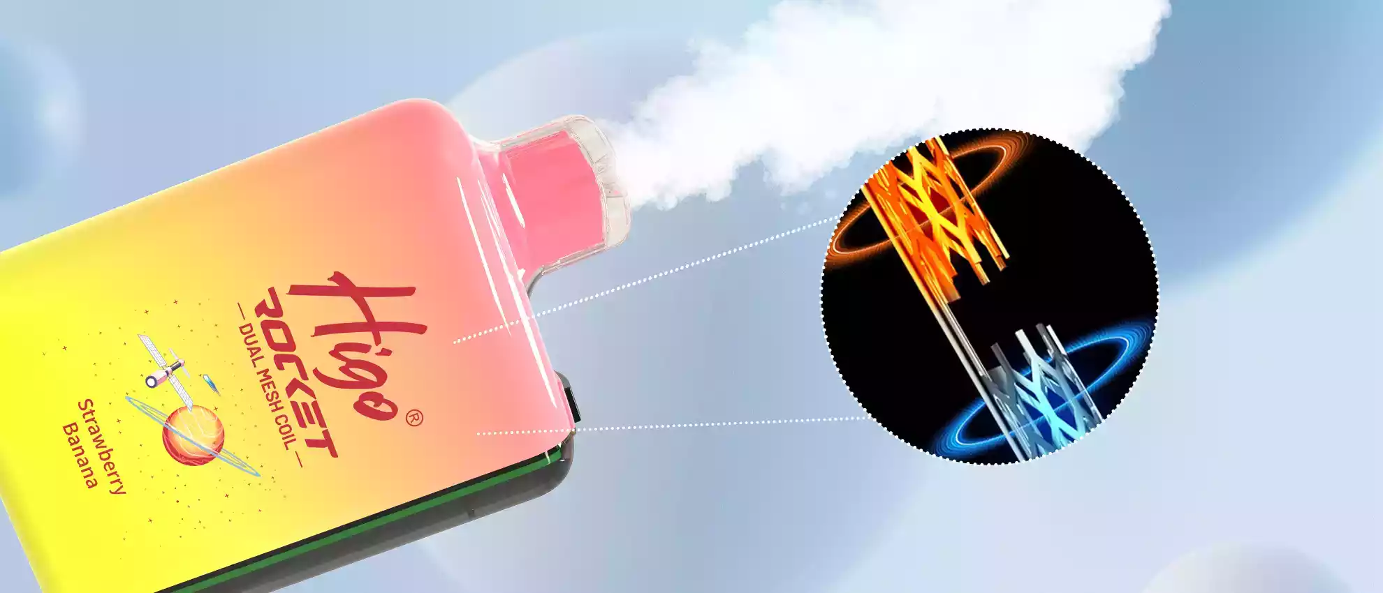 Higo Rocket 20000 Puffs Disposable Vape 2% 5% Nicotine Mesh Coil for Enhanced Vapor Production (1) Higo Rocket 20000 Puffs Disposable Vape 2% 5% Nicotine Mesh Coil for Enhanced Vapor Production (1)