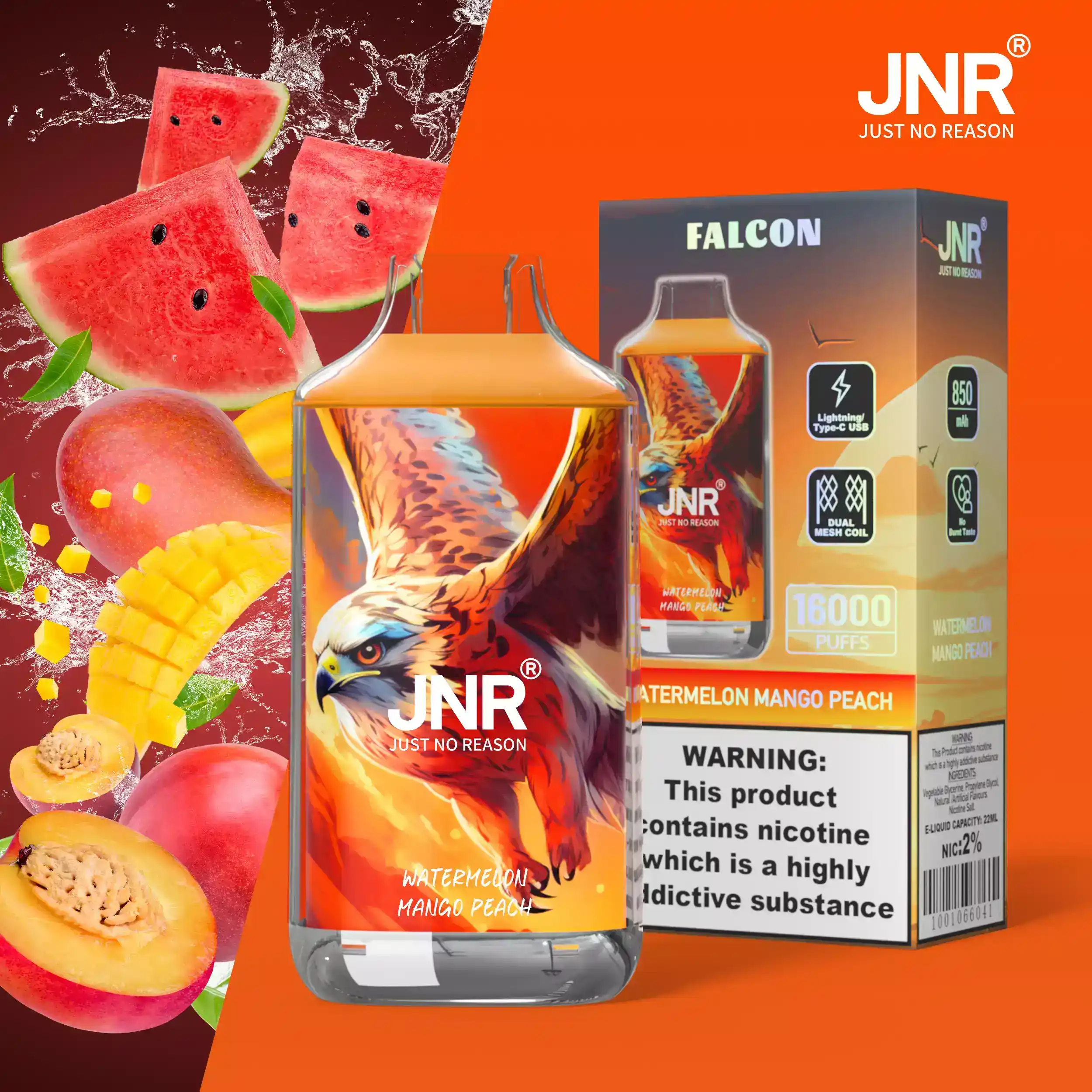 JNR Falcon 16000 Puffs 0% 2% 5% Nicotina Vape Desechable (26) JNR Falcon 16000 Puffs 0% 2% 5% Nicotina Vape Desechable (26)