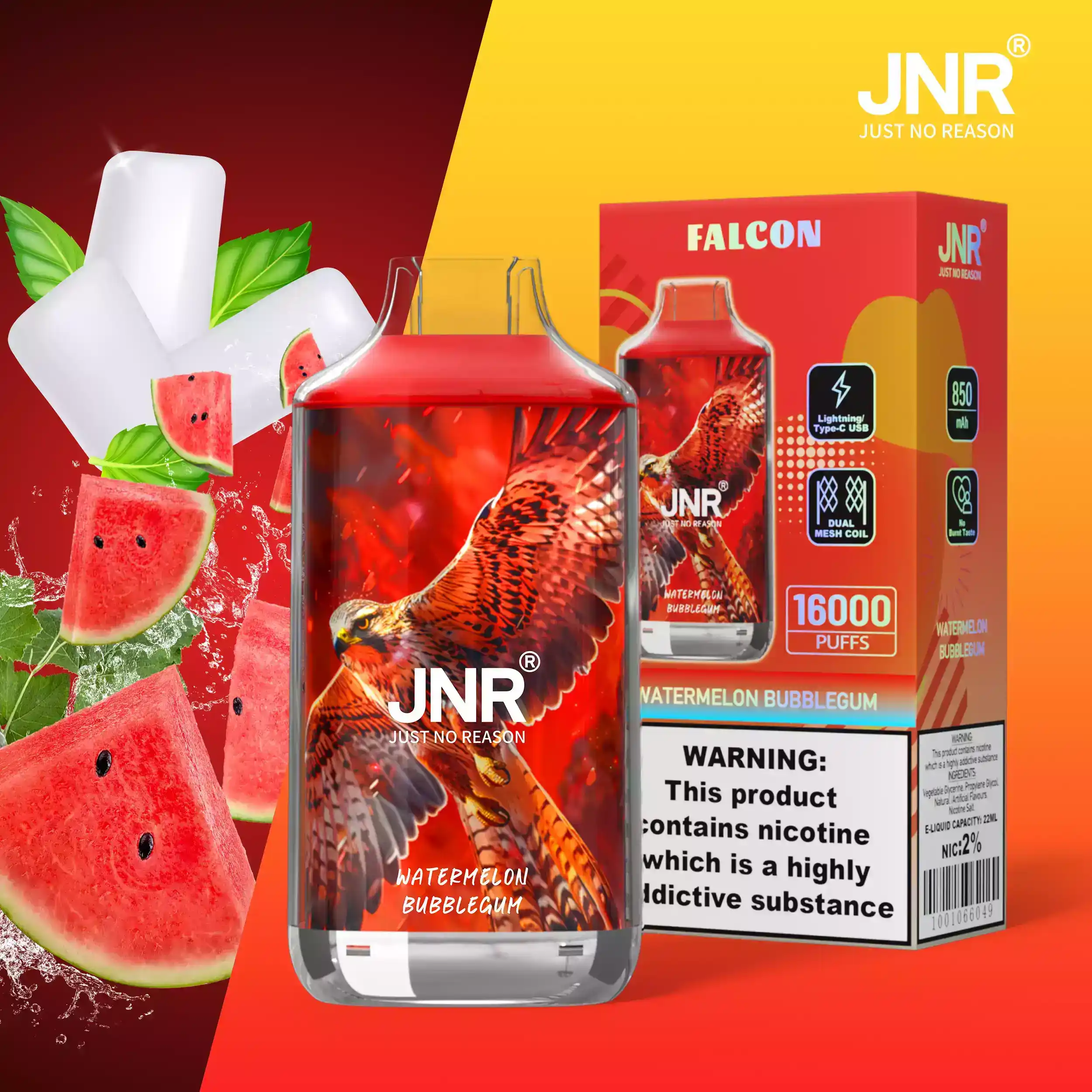JNR Falcon 16000 Puffs 0% 2% 5% Nicotina Vape Desechable (28) JNR Falcon 16000 Puffs 0% 2% 5% Nicotina Vape Desechable (28)