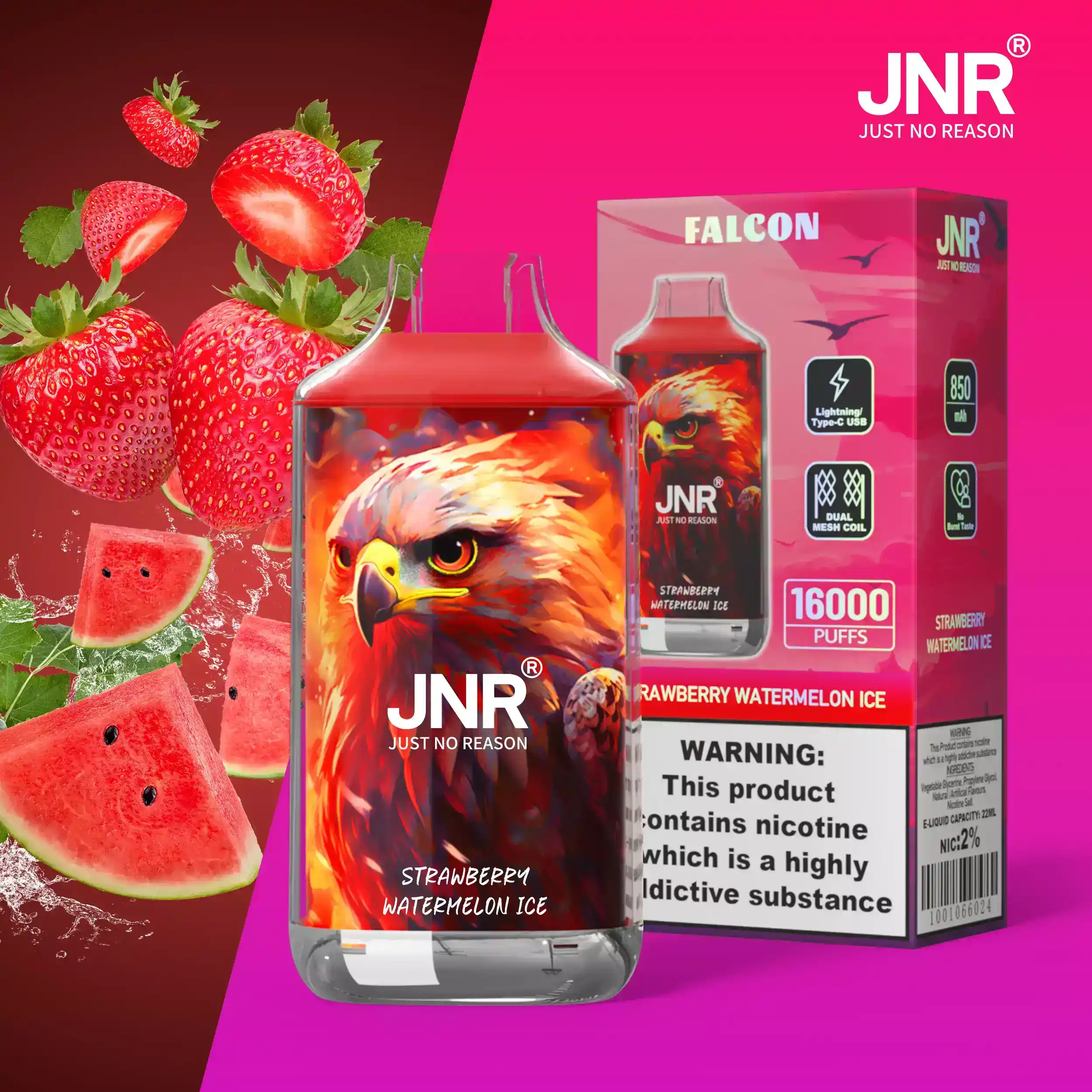 JNR Falcon 16000 Puffs 0% 2% 5% Nicotina Vape Desechable (30) JNR Falcon 16000 Puffs 0% 2% 5% Nicotina Vape Desechable (30)