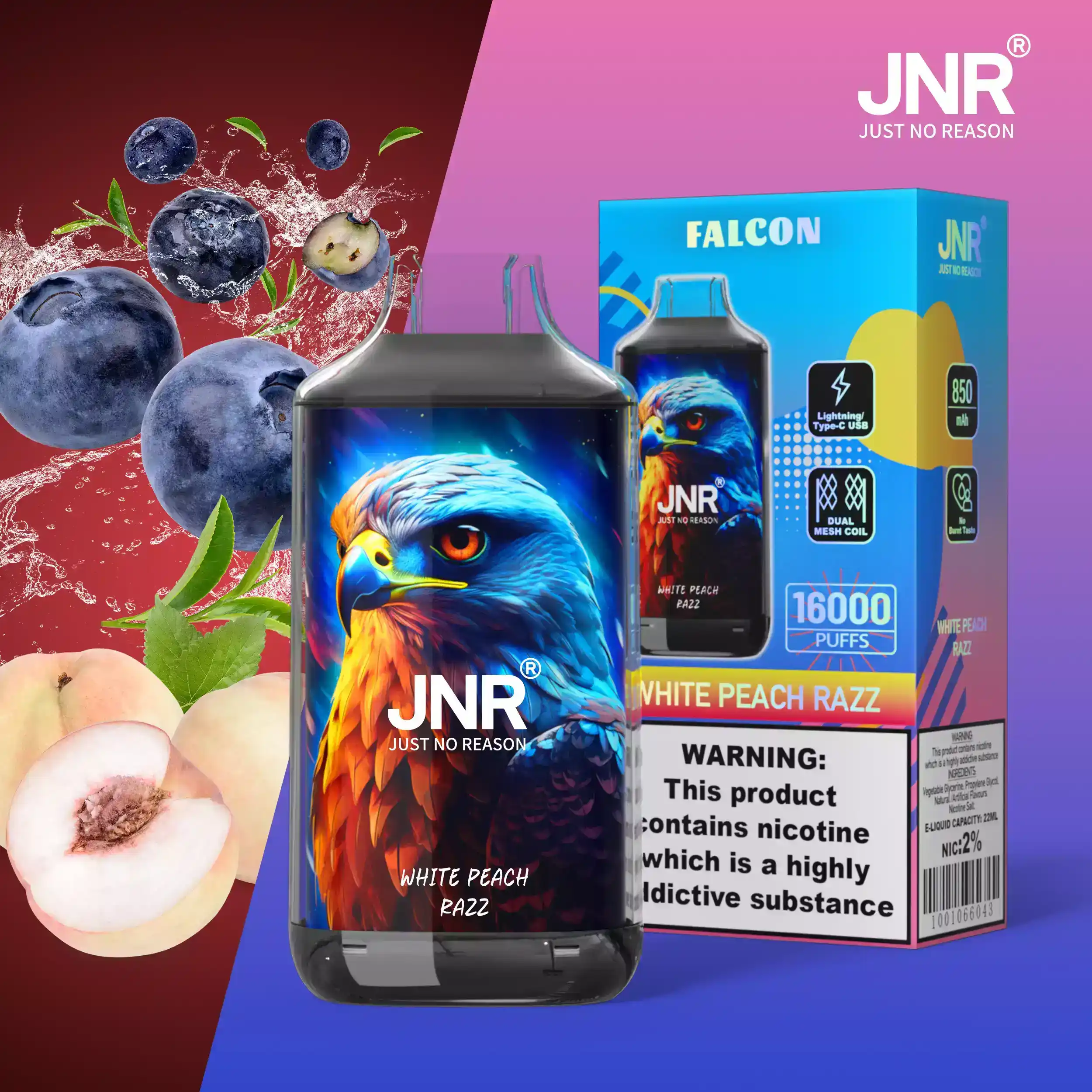 JNR Falcon 16000 Puffs 0% 2% 5% Nicotina Vape Desechable (35) JNR Falcon 16000 Puffs 0% 2% 5% Nicotina Vape Desechable (35)