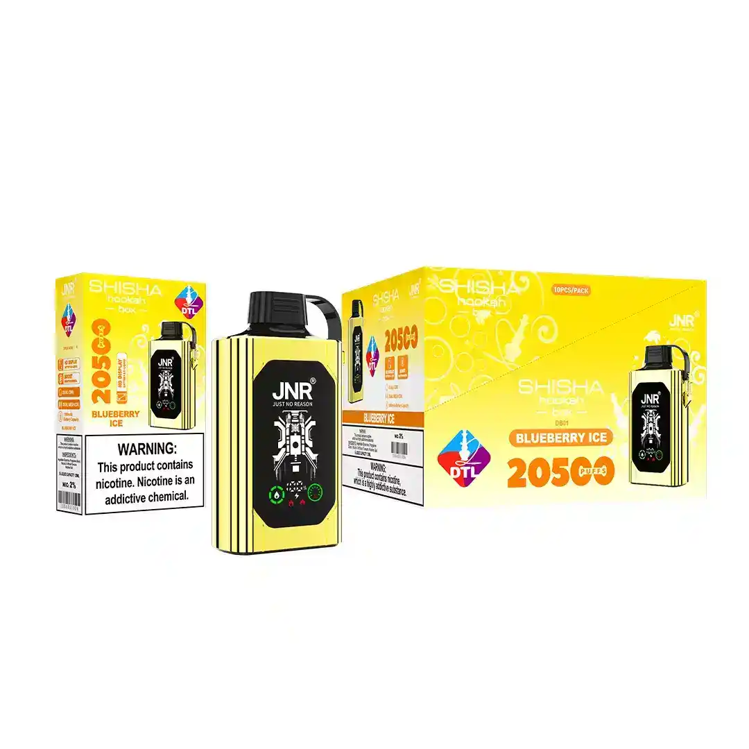 JNR Shisha Hookah Box 20500 Puffs 0%, 2%, 5% Nicotine, Smart Boost Mode & LCD Display Disposable Vape (10) JNR Shisha Hookah Box 20500 Puffs 0%, 2%, 5% Nicotine, Smart Boost Mode & LCD Display Disposable Vape (10)
