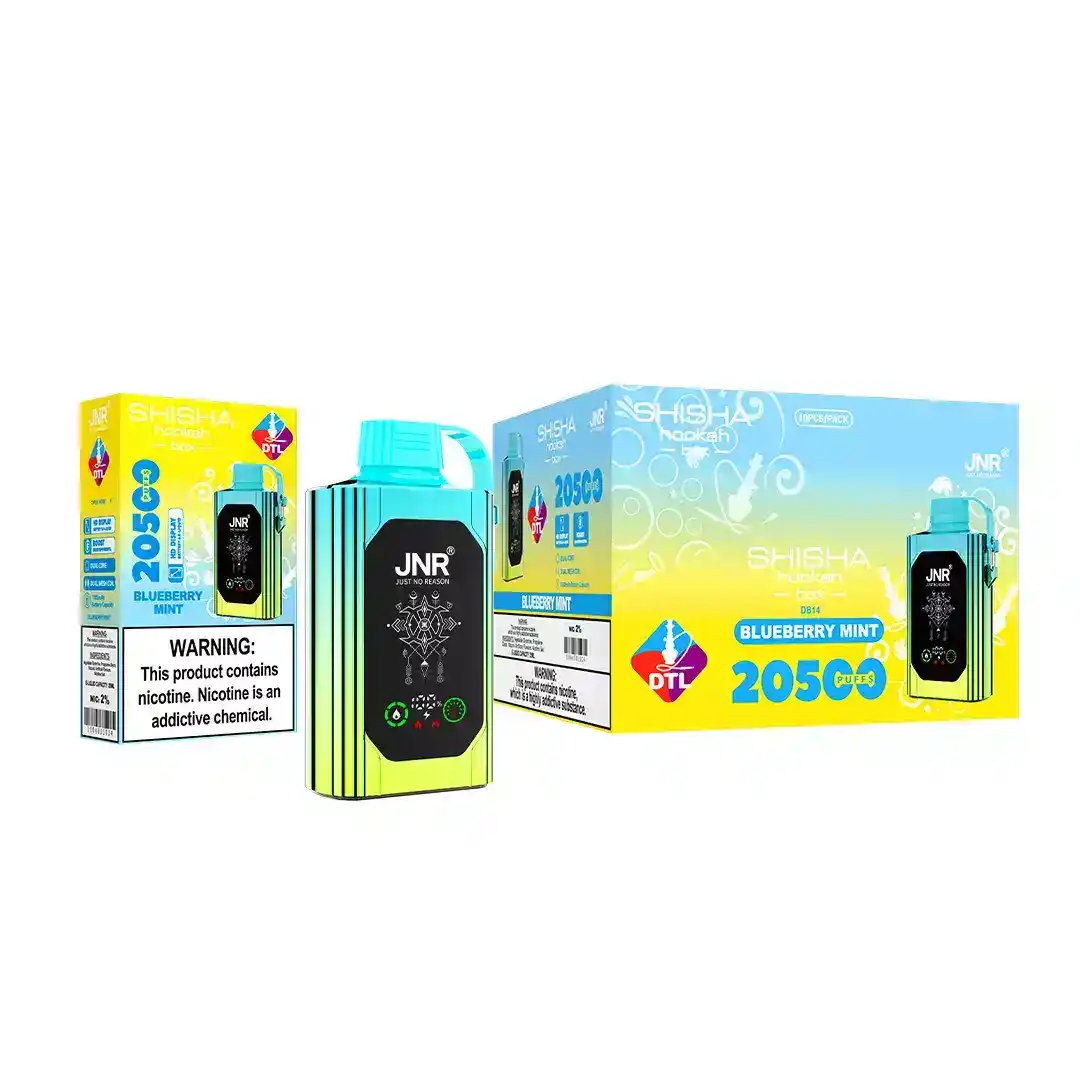 JNR Shisha Hookah Box 20500 Puffs 0%, 2%, 5% Nicotine, Smart Boost Mode & LCD Display Disposable Vape (6) JNR Shisha Hookah Box 20500 Puffs 0%, 2%, 5% Nicotine, Smart Boost Mode & LCD Display Disposable Vape (6)