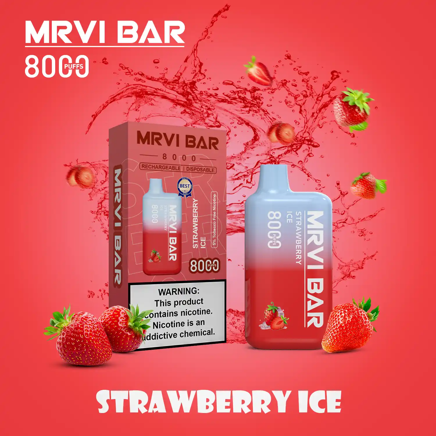 MRVI BAR 8000 Puffs 2%, 3%, 5% Nicotine, Rechargeable Disposable Vape Pen (2) MRVI BAR 8000 Puffs 2%, 3%, 5% Nicotine, Rechargeable Disposable Vape Pen (2)