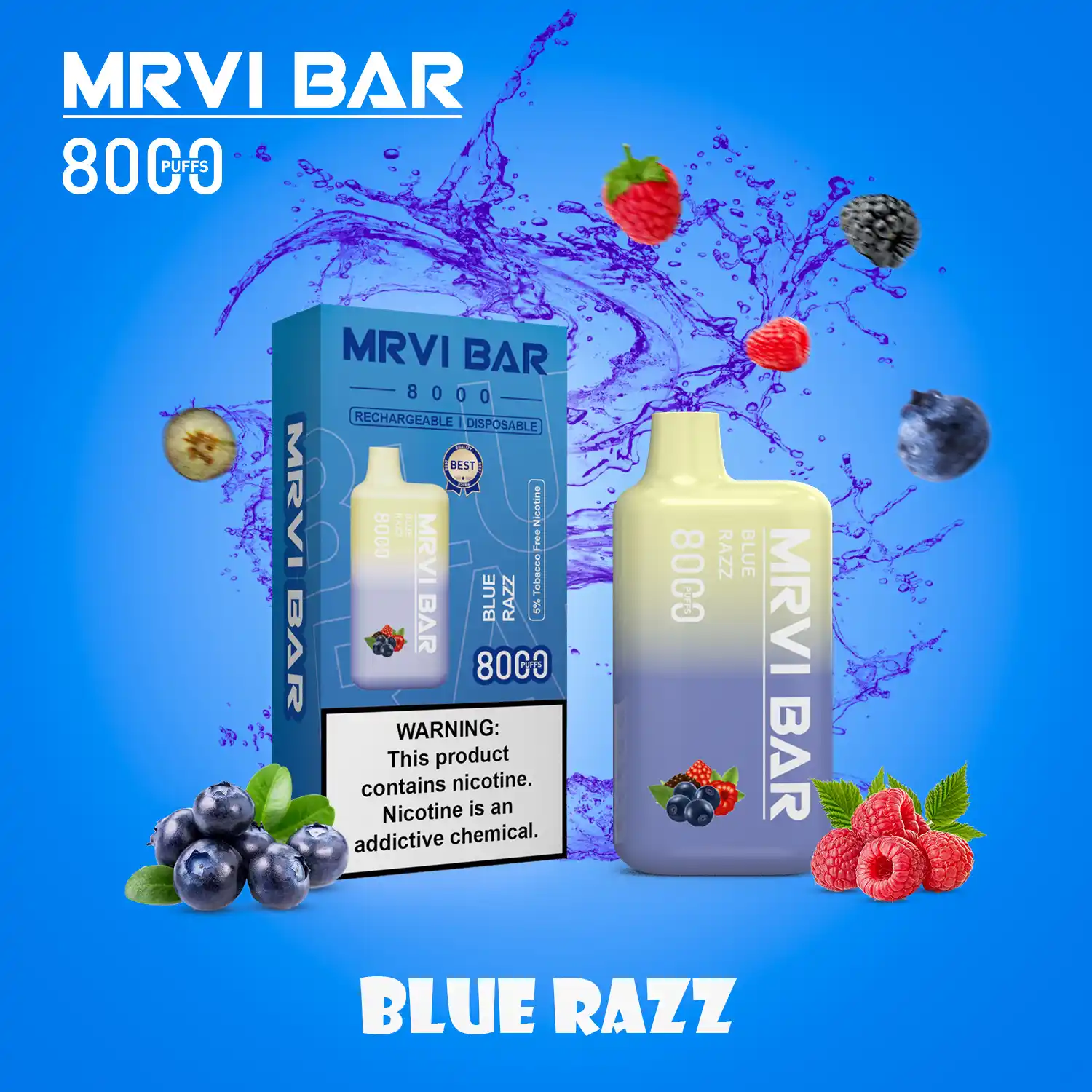 MRVI BAR 8000 Puffs 2%, 3%, 5% Nicotine, Rechargeable Disposable Vape Pen (3) MRVI BAR 8000 Puffs 2%, 3%, 5% Nicotine, Rechargeable Disposable Vape Pen (3)
