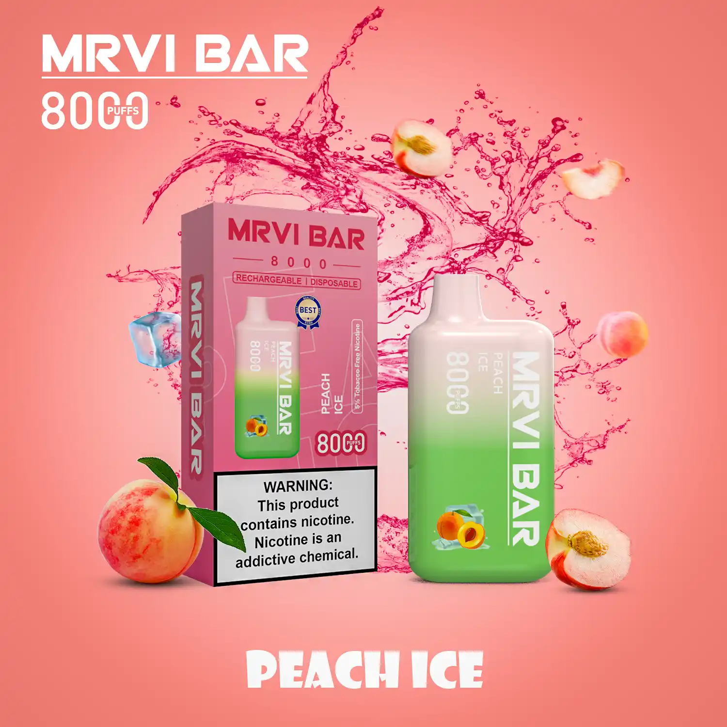 MRVI BAR 8000 Puffs 2%, 3%, 5% Nicotine, Rechargeable Disposable Vape Pen (6) MRVI BAR 8000 Puffs 2%, 3%, 5% Nicotine, Rechargeable Disposable Vape Pen (6)