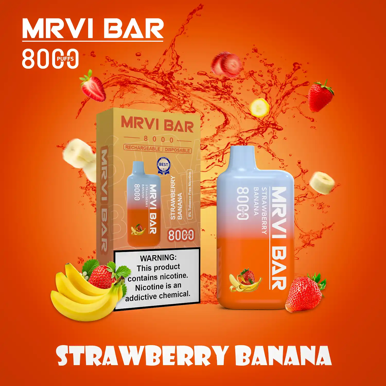 MRVI BAR 8000 Puffs 2%, 3%, 5% Nicotine, Rechargeable Disposable Vape Pen (7) MRVI BAR 8000 Puffs 2%, 3%, 5% Nicotine, Rechargeable Disposable Vape Pen (7)