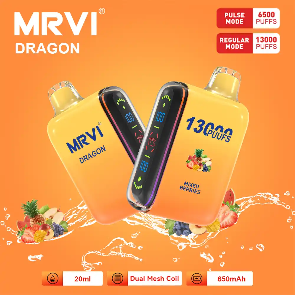 MRVI DRAGON 13000 Puffs 2%, 5% Nicotine, Dual Mesh Coil Disposable Vape Pen (11) MRVI DRAGON 13000 Puffs 2%, 5% Nicotine, Dual Mesh Coil Disposable Vape Pen (11)