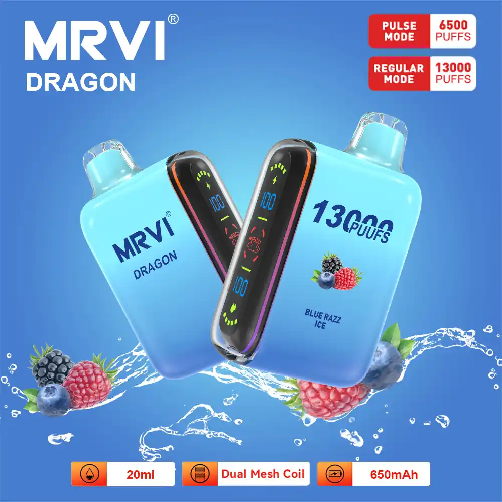 MRVI DRAGON 13000 Puffs 2%, 5% Nicotine, Dual Mesh Coil Disposable Vape Pen (3) MRVI DRAGON 13000 Puffs 2%, 5% Nicotine, Dual Mesh Coil Disposable Vape Pen (3)