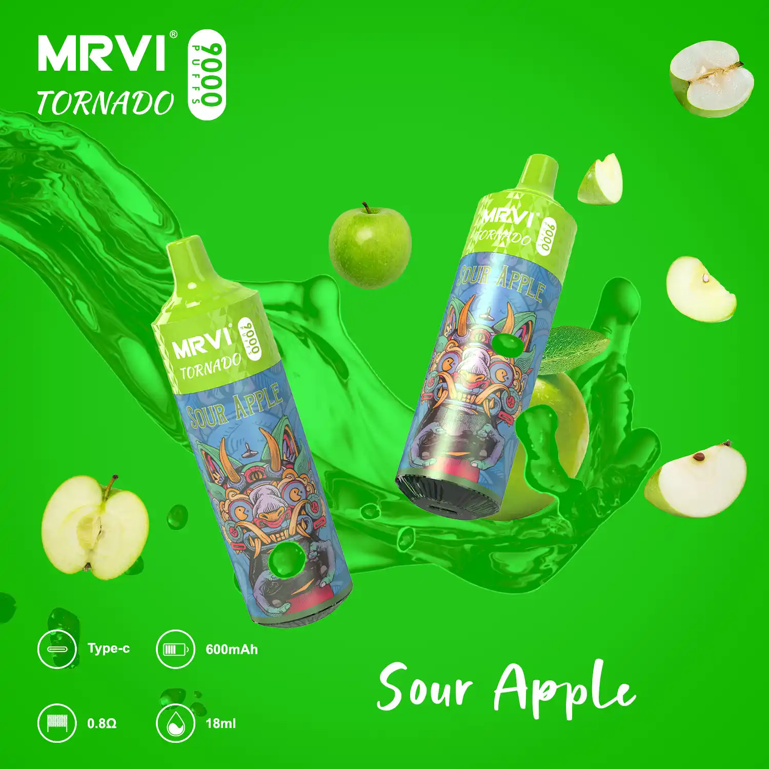 MRVI TORNADO 9000 Puffs 2%, 3%, 5% Nicotine, Mesh Coil Disposable Vape Pen (10) MRVI TORNADO 9000 Puffs 2%, 3%, 5% Nicotine, Mesh Coil Disposable Vape Pen (10)