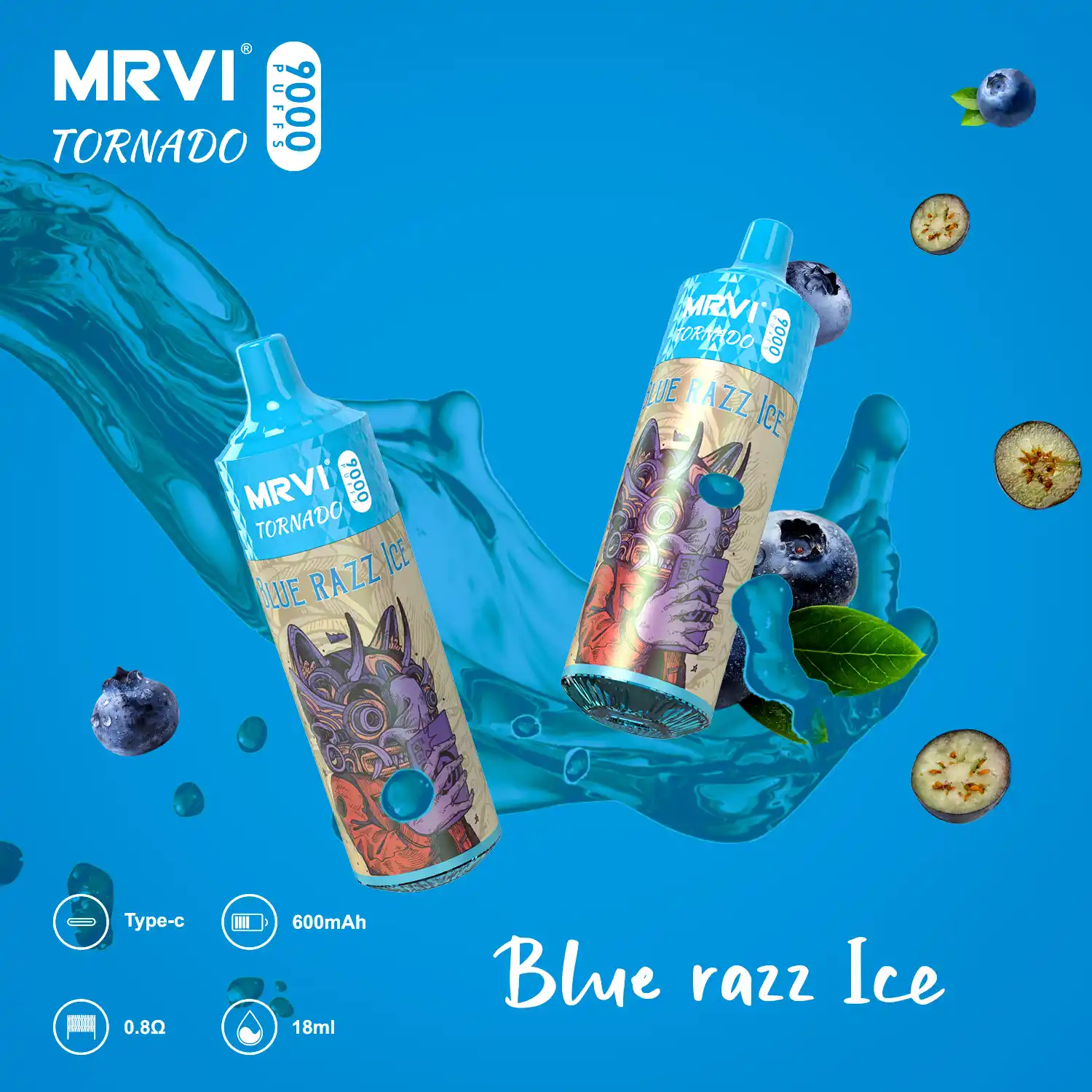 MRVI TORNADO 9000 Puffs 2%, 3%, 5% Nicotine, Mesh Coil Disposable Vape Pen (2) MRVI TORNADO 9000 Puffs 2%, 3%, 5% Nicotine, Mesh Coil Disposable Vape Pen (2)