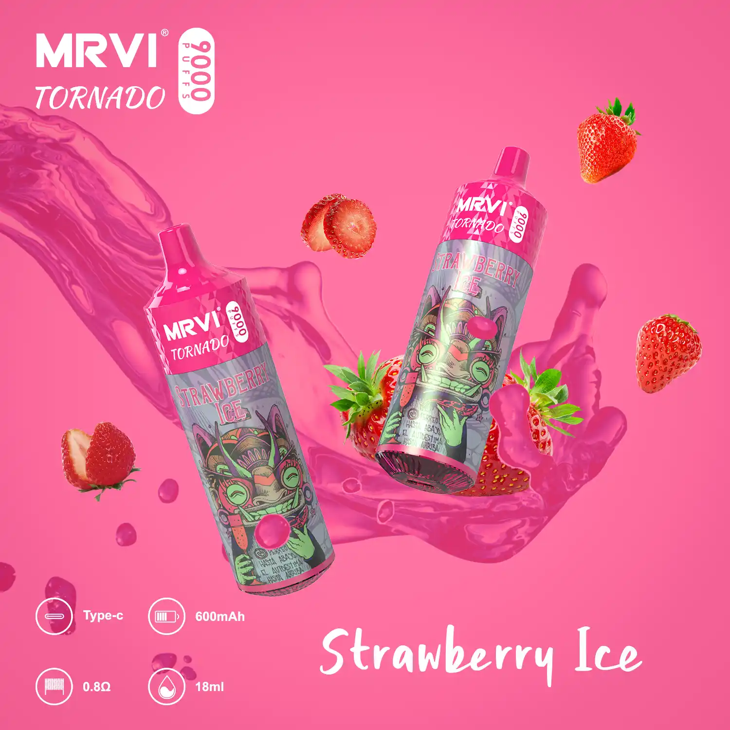 MRVI TORNADO 9000 Puffs 2%, 3%, 5% Nicotine, Mesh Coil Disposable Vape Pen (5) MRVI TORNADO 9000 Puffs 2%, 3%, 5% Nicotine, Mesh Coil Disposable Vape Pen (5)