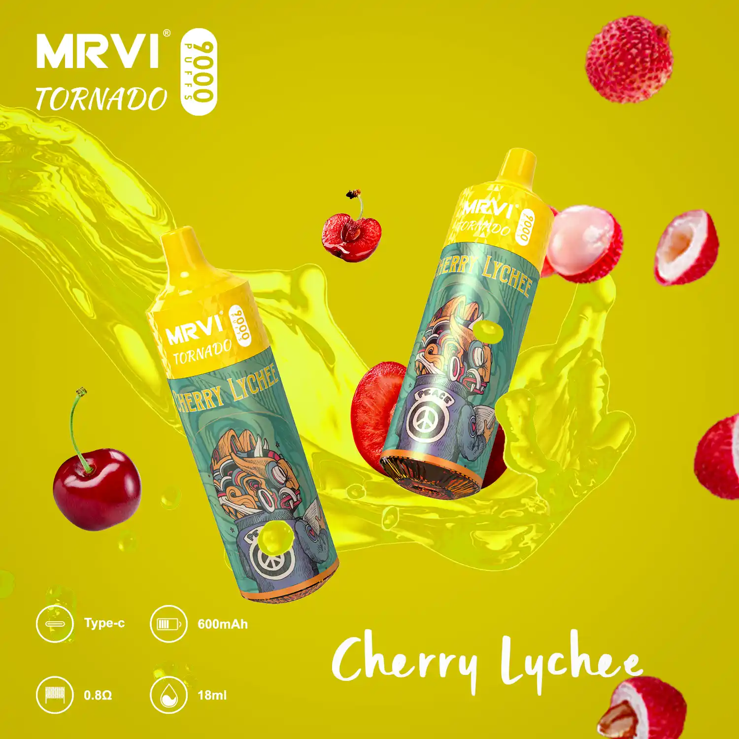MRVI TORNADO 9000 Puffs 2%, 3%, 5% Nicotine, Mesh Coil Disposable Vape Pen (8) MRVI TORNADO 9000 Puffs 2%, 3%, 5% Nicotine, Mesh Coil Disposable Vape Pen (8)