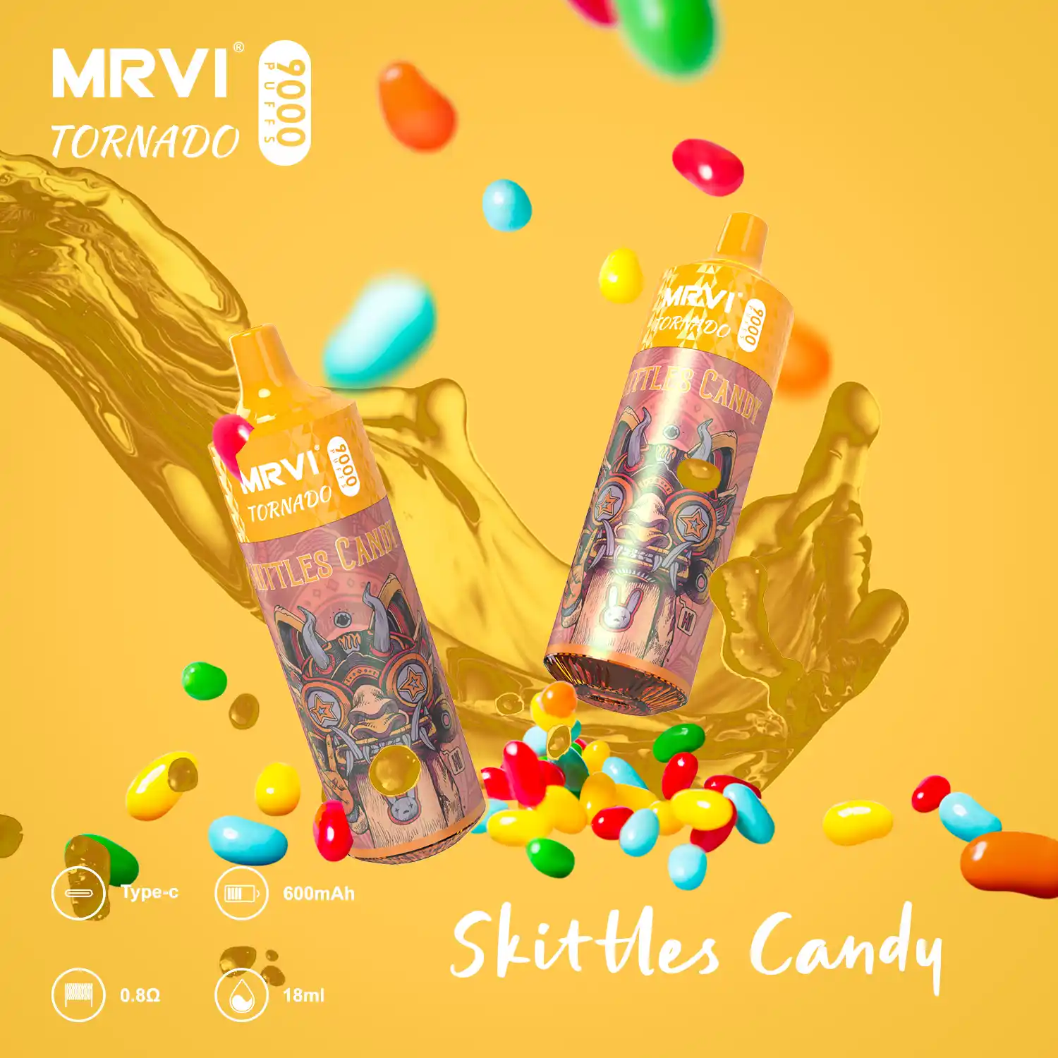 MRVI TORNADO 9000 Puffs 2%, 3%, 5% Nicotine, Mesh Coil Disposable Vape Pen (9) MRVI TORNADO 9000 Puffs 2%, 3%, 5% Nicotine, Mesh Coil Disposable Vape Pen (9)