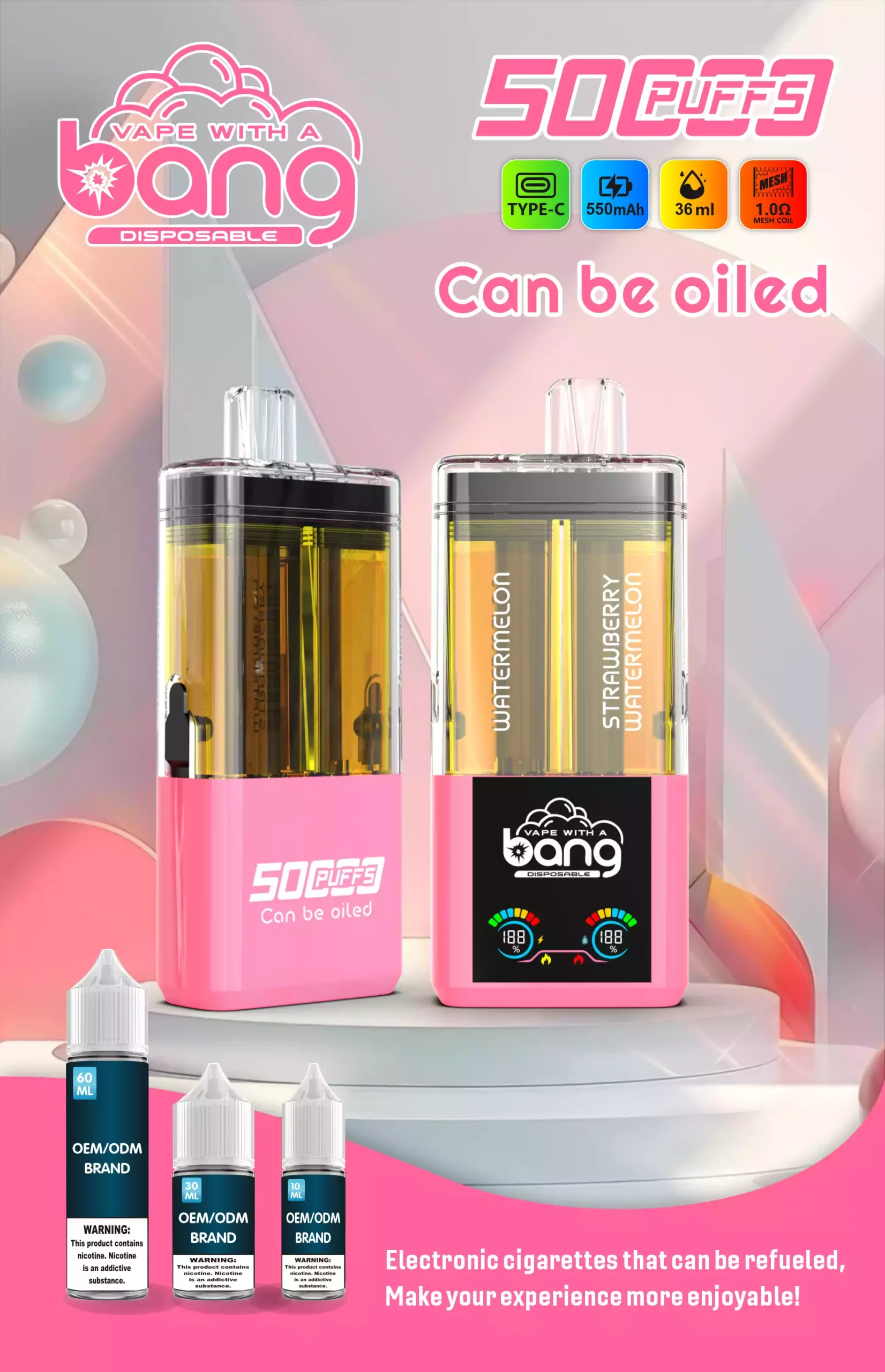 New Products BANG 12 Flavors B50K 0% 2% 5% Nicotine Disposable Vape 36ml Prefilled (1) New Products BANG 12 Flavors B50K 0% 2% 5% Nicotine Disposable Vape 36ml Prefilled (1)