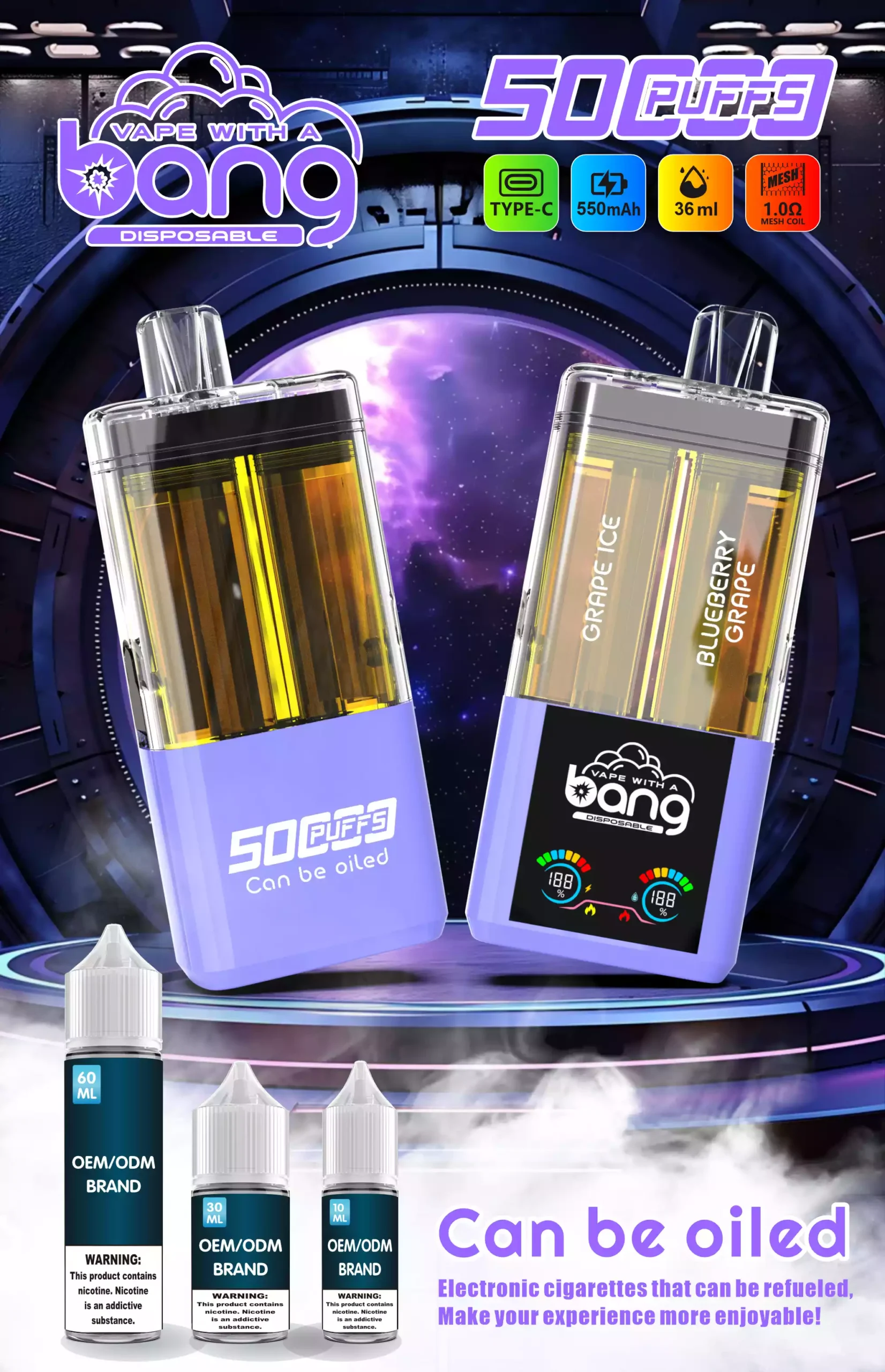 New Products BANG 12 Flavors B50K 0% 2% 5% Nicotine Disposable Vape 36ml Prefilled (12) New Products BANG 12 Flavors B50K 0% 2% 5% Nicotine Disposable Vape 36ml Prefilled (12)