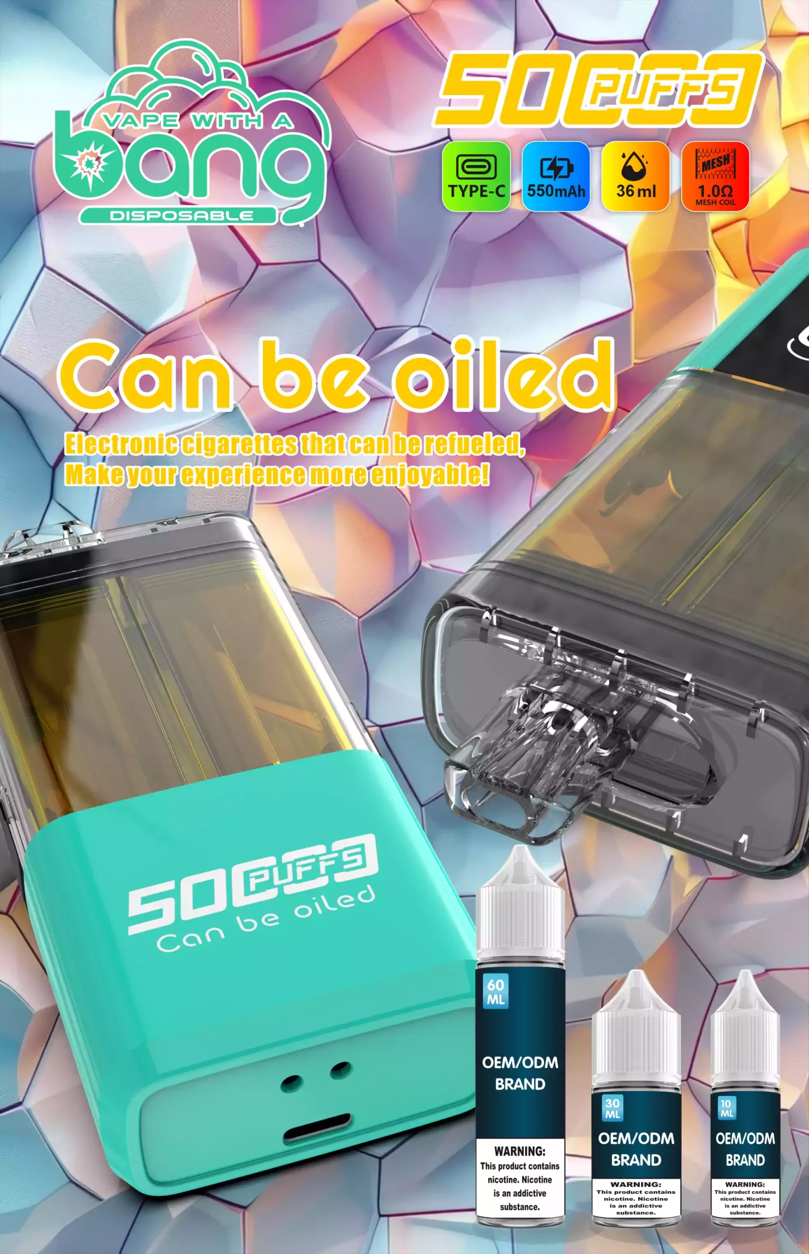 New Products BANG 12 Flavors B50K 0% 2% 5% Nicotine Disposable Vape 36ml Prefilled (7) New Products BANG 12 Flavors B50K 0% 2% 5% Nicotine Disposable Vape 36ml Prefilled (7)