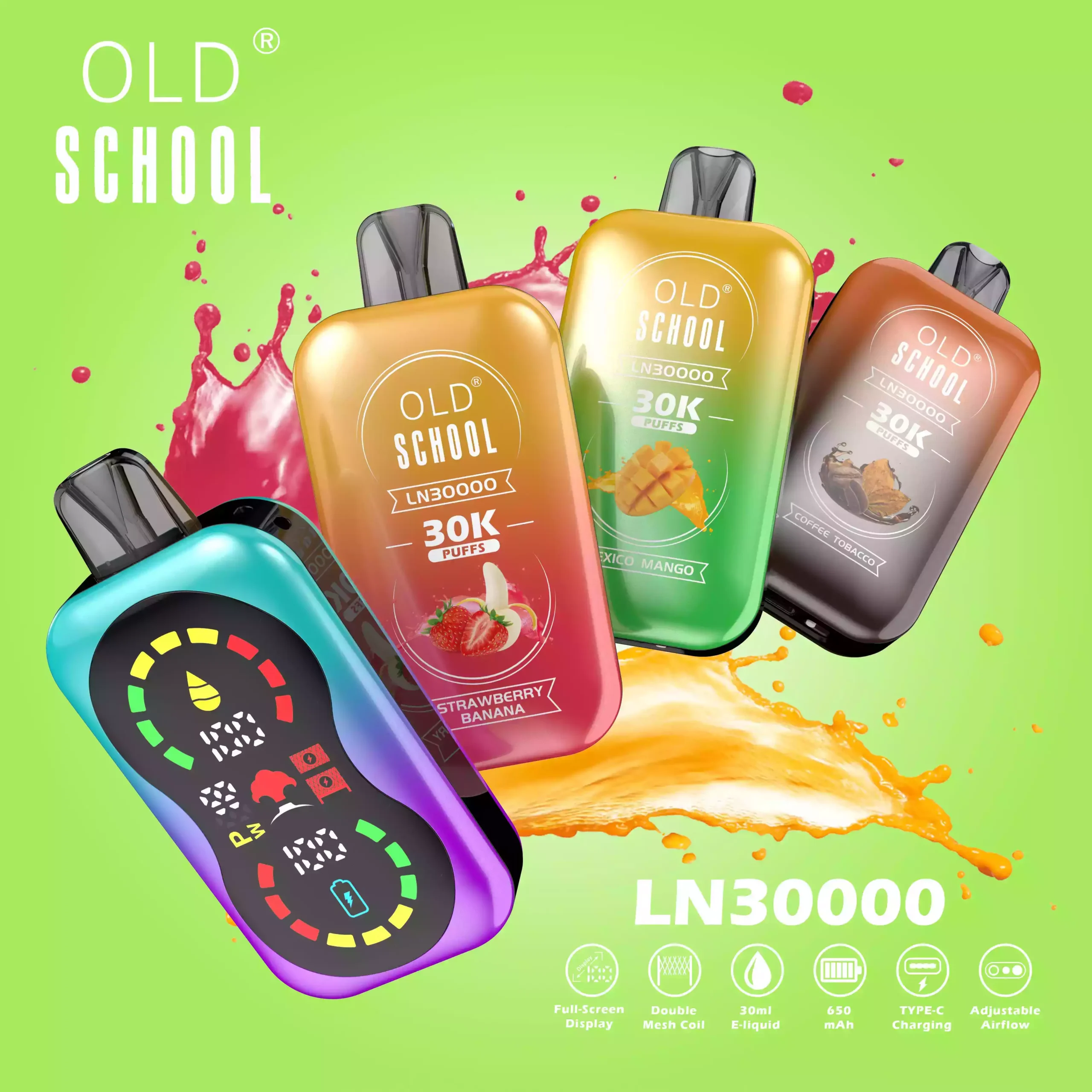 OLD School LN 30000 PUFFS LED Display Edition Disposable Vape Pen (1) OLD School LN 30000 PUFFS LED Display Edition Disposable Vape Pen (1)