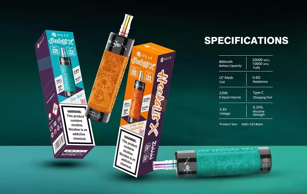 OLIT HOOKALIT X 20000 Puffs Disposable Vape 2% Nicotine with 22ml E-Liquid for a Smooth Vaping Experience (2) OLIT HOOKALIT X 20000 Puffs Disposable Vape 2% Nicotine with 22ml E-Liquid for a Smooth Vaping Experience (2)