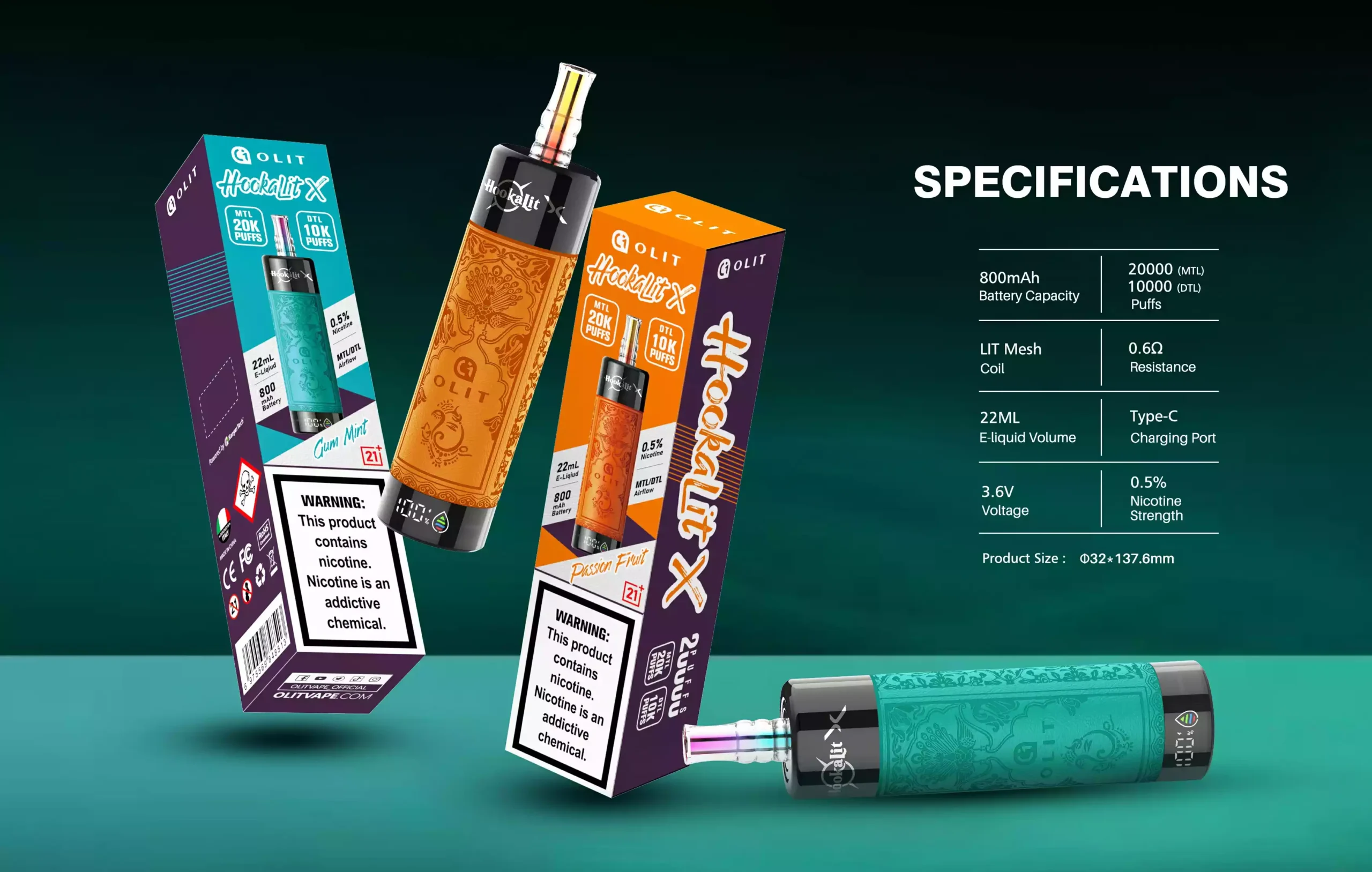 OLIT HOOKALIT X 20000 Puffs Disposable Vape 2% Nicotine with 22ml E-Liquid for a Smooth Vaping Experience (5) OLIT HOOKALIT X 20000 Puffs Disposable Vape 2% Nicotine with 22ml E-Liquid for a Smooth Vaping Experience (5)