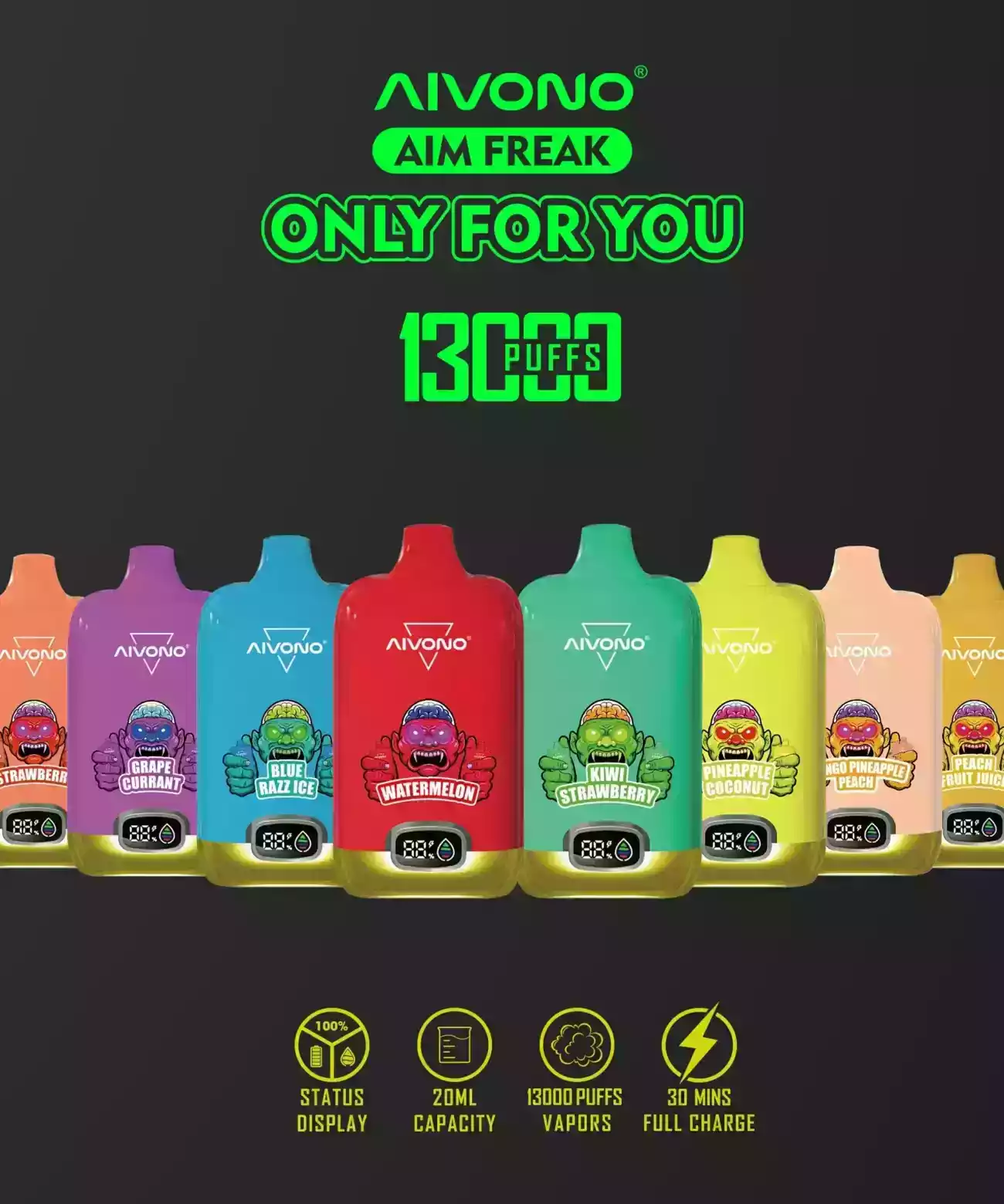 Premium AIVONO AIM FREAK 13000 Puffs Einweg Vape (2) Premium AIVONO AIM FREAK 13000 Puffs Einweg Vape (2)