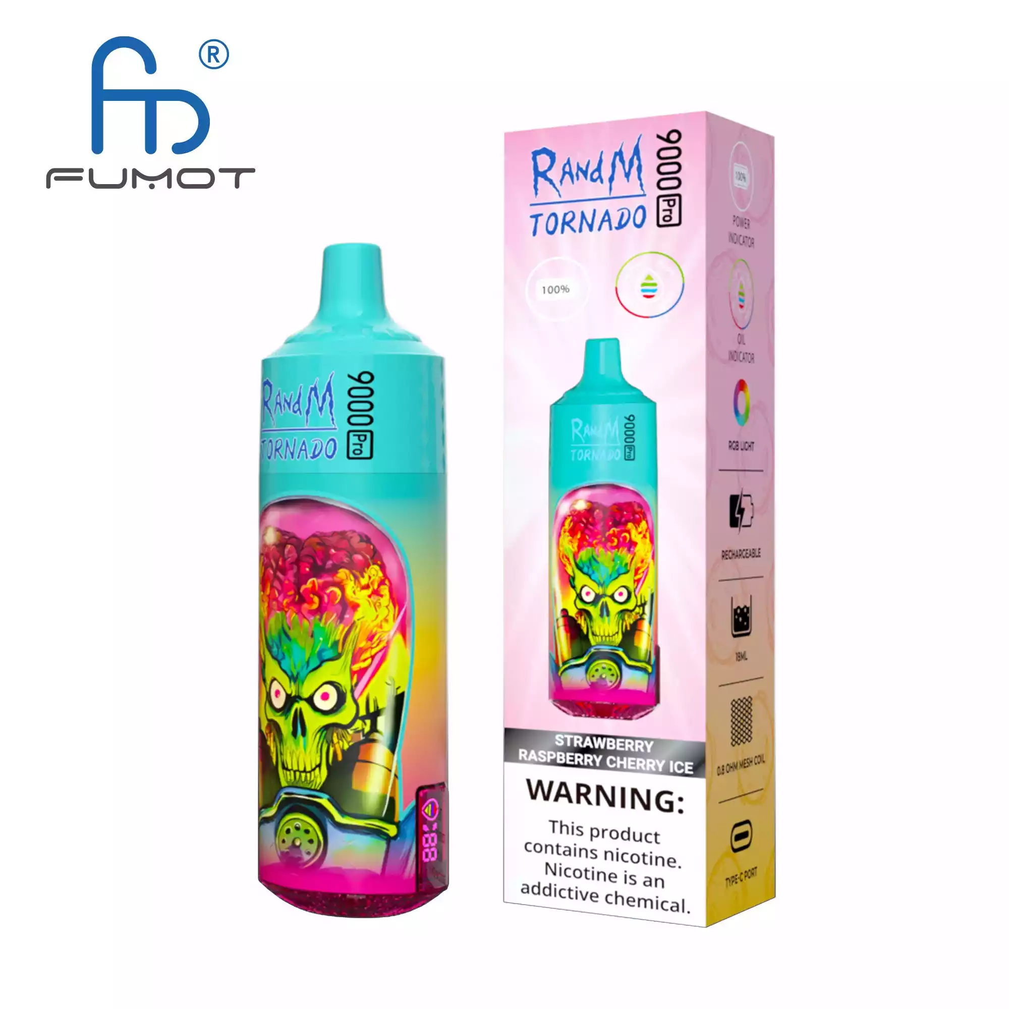 RandM Tornado 9000 Puffs Pro Disposable Vape with 18ml Prefilled Liquid and Mesh Coil, Available in 0% 2% 5% Nicotine (16) RandM Tornado 9000 Puffs Pro Disposable Vape with 18ml Prefilled Liquid and Mesh Coil, Available in 0% 2% 5% Nicotine (16)