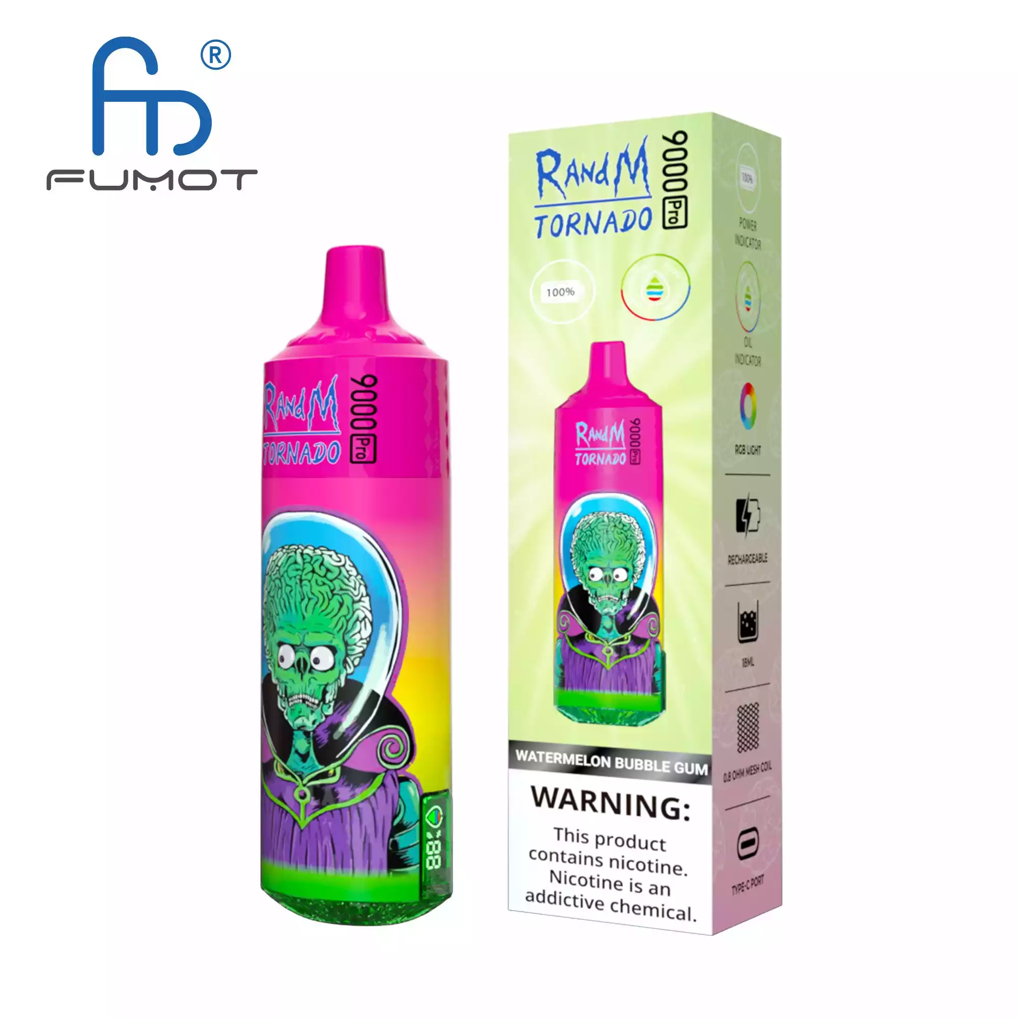 RandM Tornado 9000 Puffs Pro Disposable Vape with 18ml Prefilled Liquid and Mesh Coil, Available in 0% 2% 5% Nicotine (19) RandM Tornado 9000 Puffs Pro Disposable Vape with 18ml Prefilled Liquid and Mesh Coil, Available in 0% 2% 5% Nicotine (19)