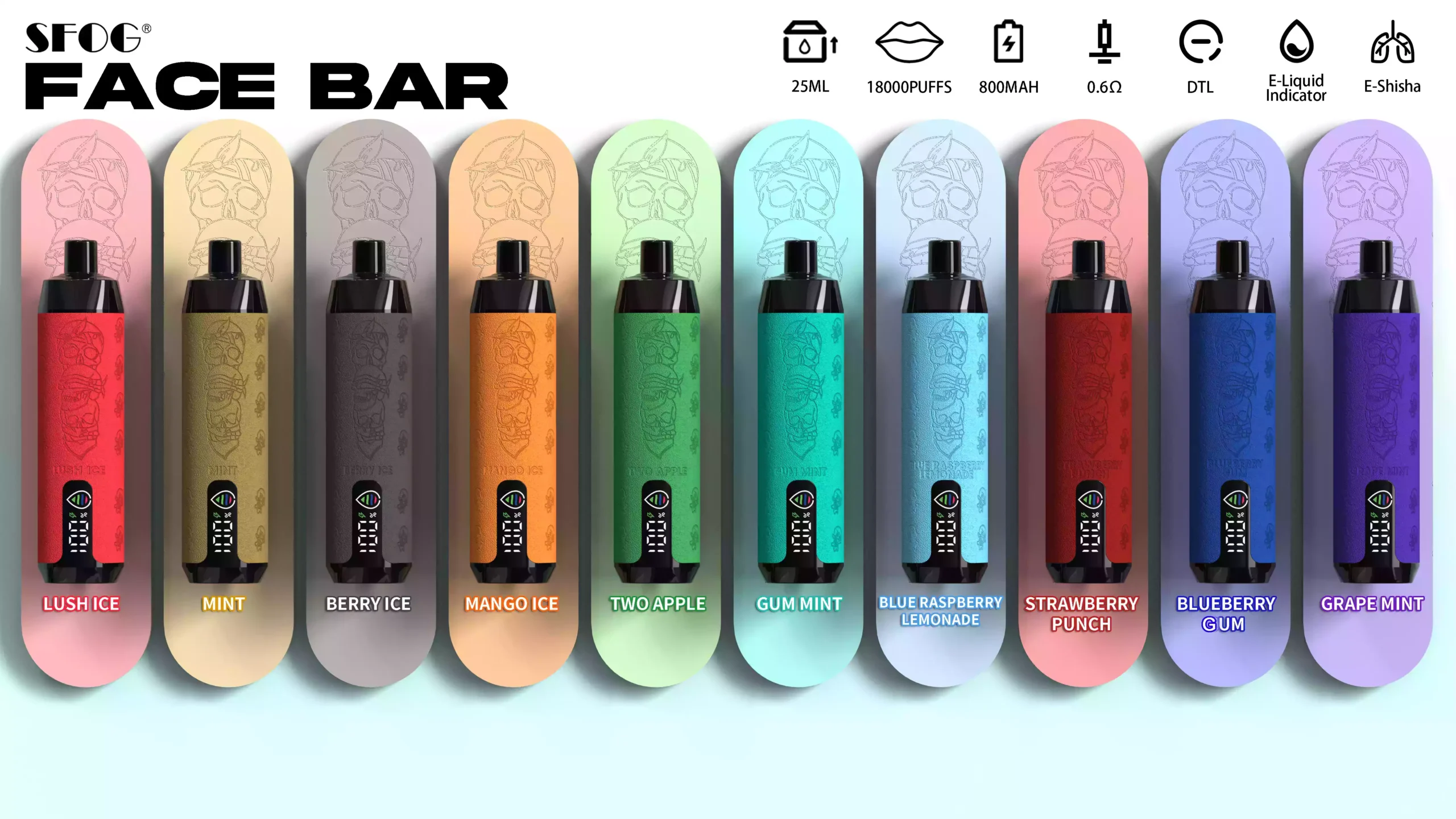 SFOG Face Bar 18000 Puffs Vape 0% 5% Nicotine with Mesh Coil for Superior Vapor (2) SFOG Face Bar 18000 Puffs Vape 0% 5% Nicotine with Mesh Coil for Superior Vapor (2)