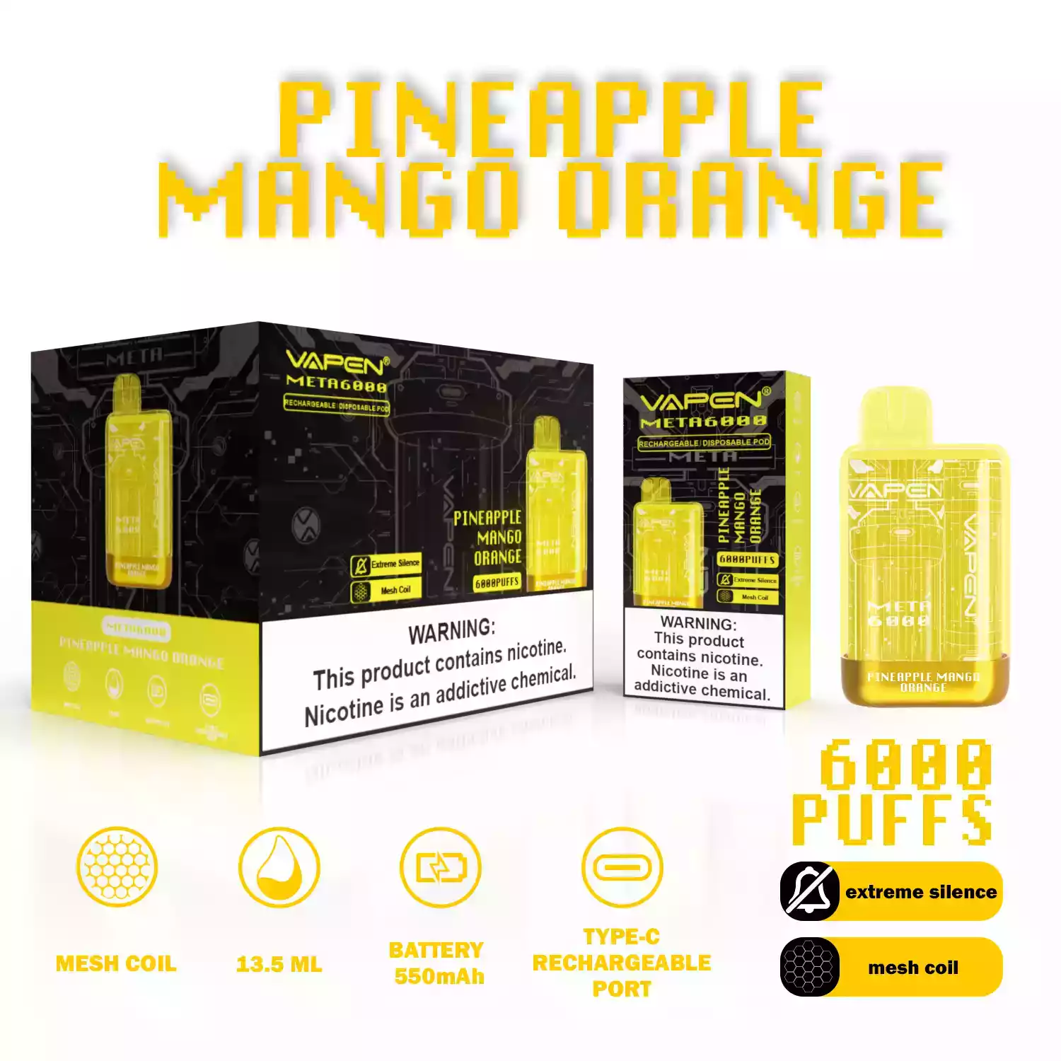 VAPEN META 6000 Puffs Single-Use E-Cigarette with 13.5ml Pre-Filled Liquid and Mesh Coil (10) VAPEN META 6000 Puffs Single-Use E-Cigarette with 13.5ml Pre-Filled Liquid and Mesh Coil (10)