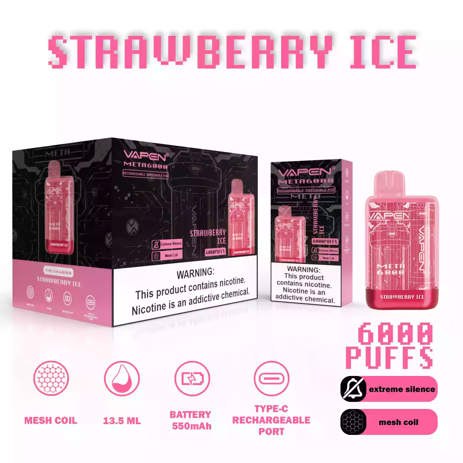 VAPEN META 6000 Puffs Single-Use E-Cigarette with 13.5ml Pre-Filled Liquid and Mesh Coil (13) VAPEN META 6000 Puffs Single-Use E-Cigarette with 13.5ml Pre-Filled Liquid and Mesh Coil (13)