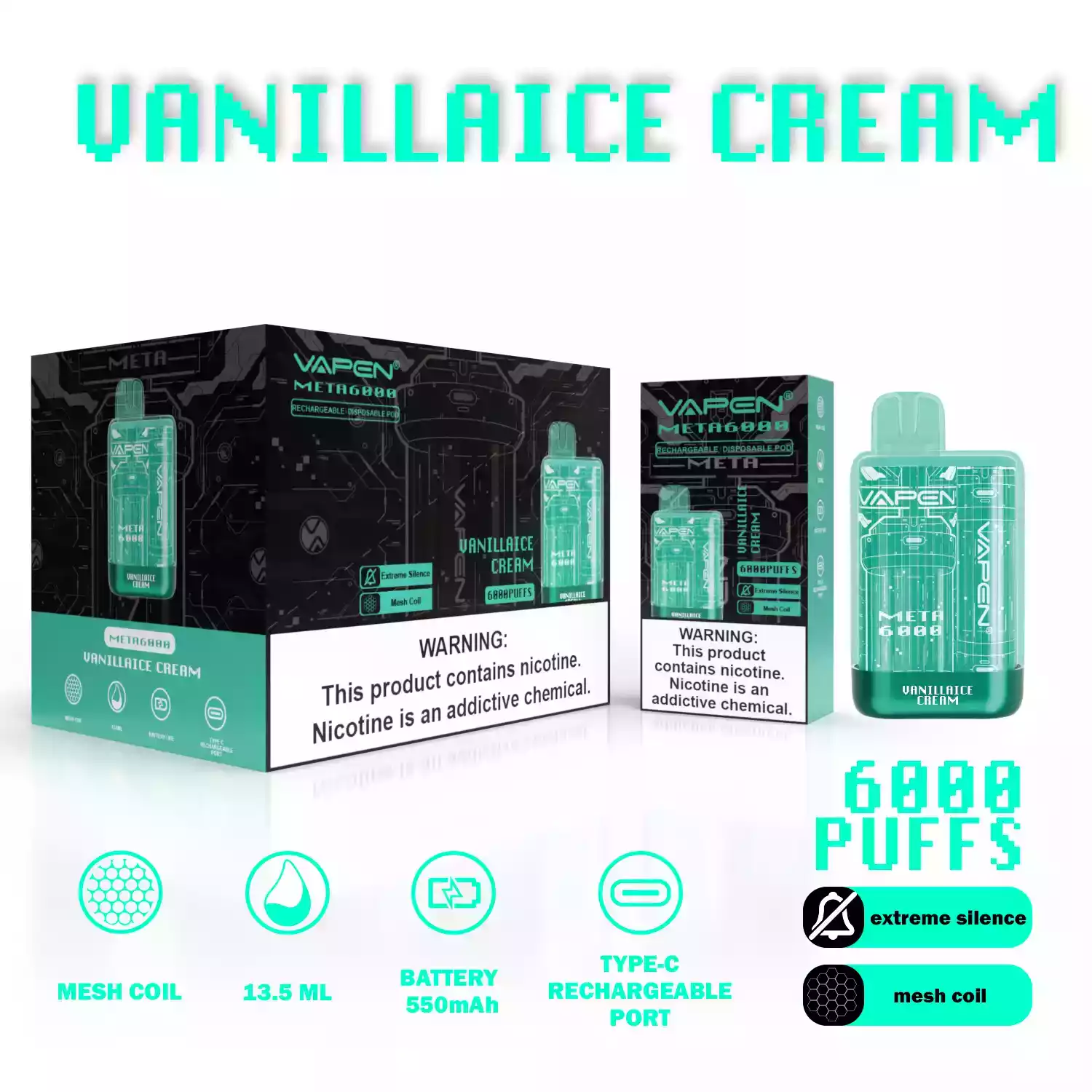 VAPEN META 6000 Puffs Single-Use E-Cigarette with 13.5ml Pre-Filled Liquid and Mesh Coil (14) VAPEN META 6000 Puffs Single-Use E-Cigarette with 13.5ml Pre-Filled Liquid and Mesh Coil (14)