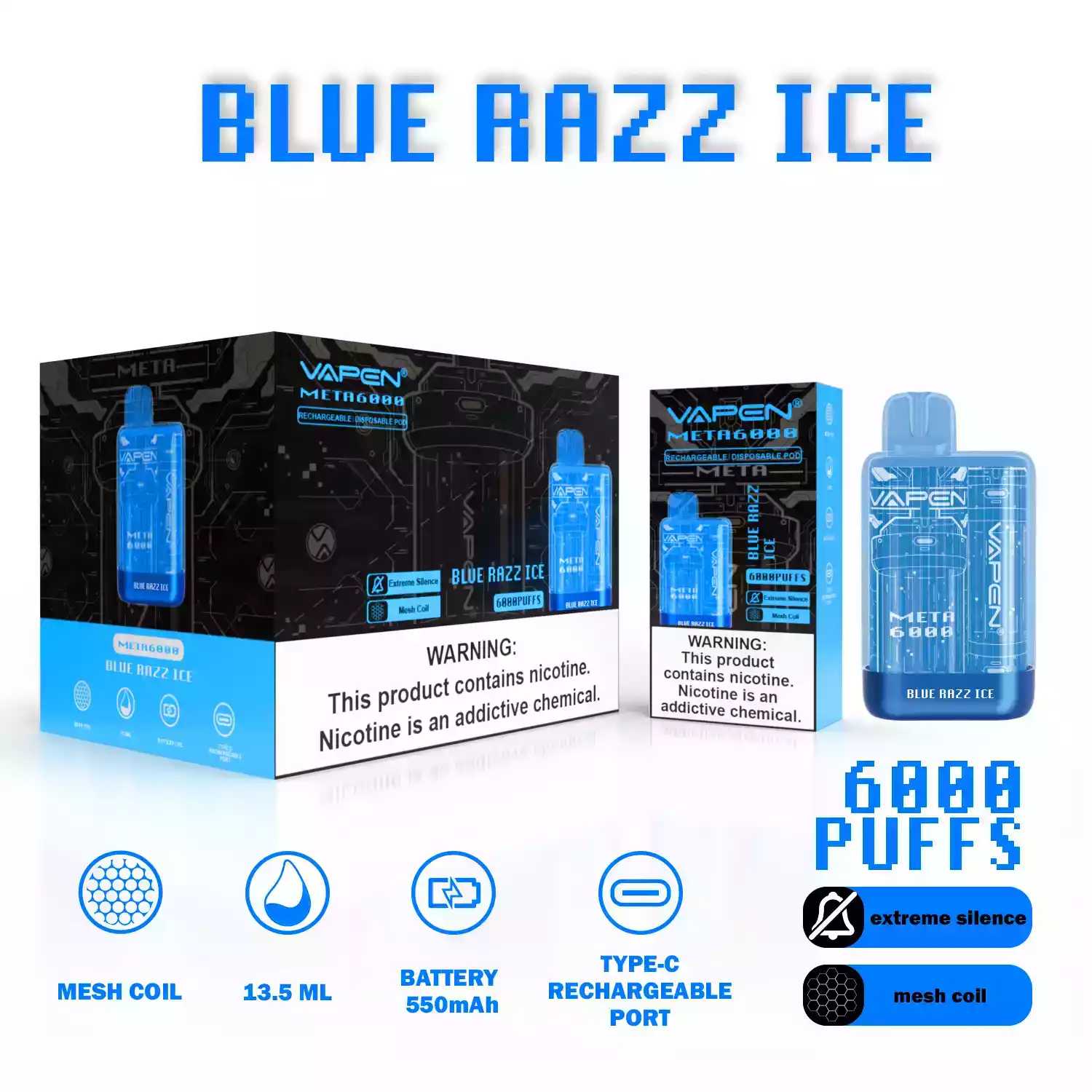 VAPEN META 6000 Puffs Single-Use E-Cigarette with 13.5ml Pre-Filled Liquid and Mesh Coil (2) VAPEN META 6000 Puffs Single-Use E-Cigarette with 13.5ml Pre-Filled Liquid and Mesh Coil (2)
