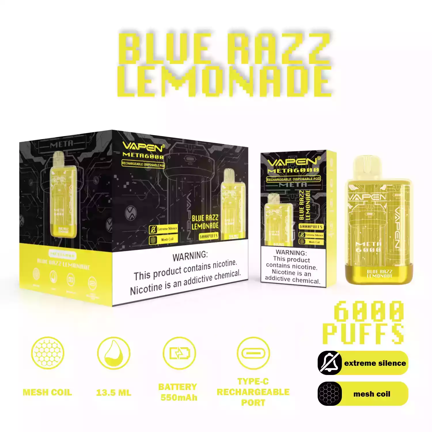 VAPEN META 6000 Puffs Single-Use E-Cigarette with 13.5ml Pre-Filled Liquid and Mesh Coil (3) VAPEN META 6000 Puffs Single-Use E-Cigarette with 13.5ml Pre-Filled Liquid and Mesh Coil (3)