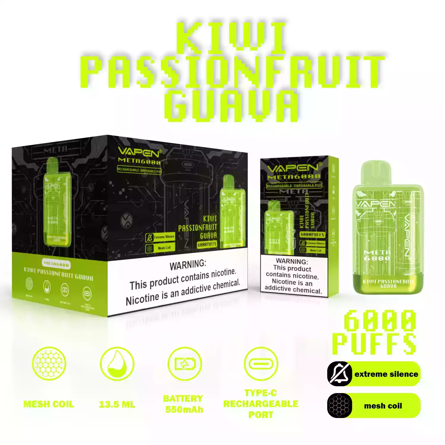VAPEN META 6000 Puffs Single-Use E-Cigarette with 13.5ml Pre-Filled Liquid and Mesh Coil (9) VAPEN META 6000 Puffs Single-Use E-Cigarette with 13.5ml Pre-Filled Liquid and Mesh Coil (9)
