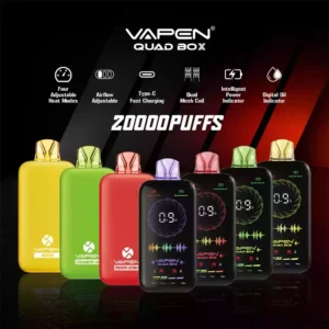 VAPEN QUAD BOX 20000 PUFFS Sigaretta elettronica monouso con liquido pre-riempito da 28 ml e sistema di riscaldamento avanzato