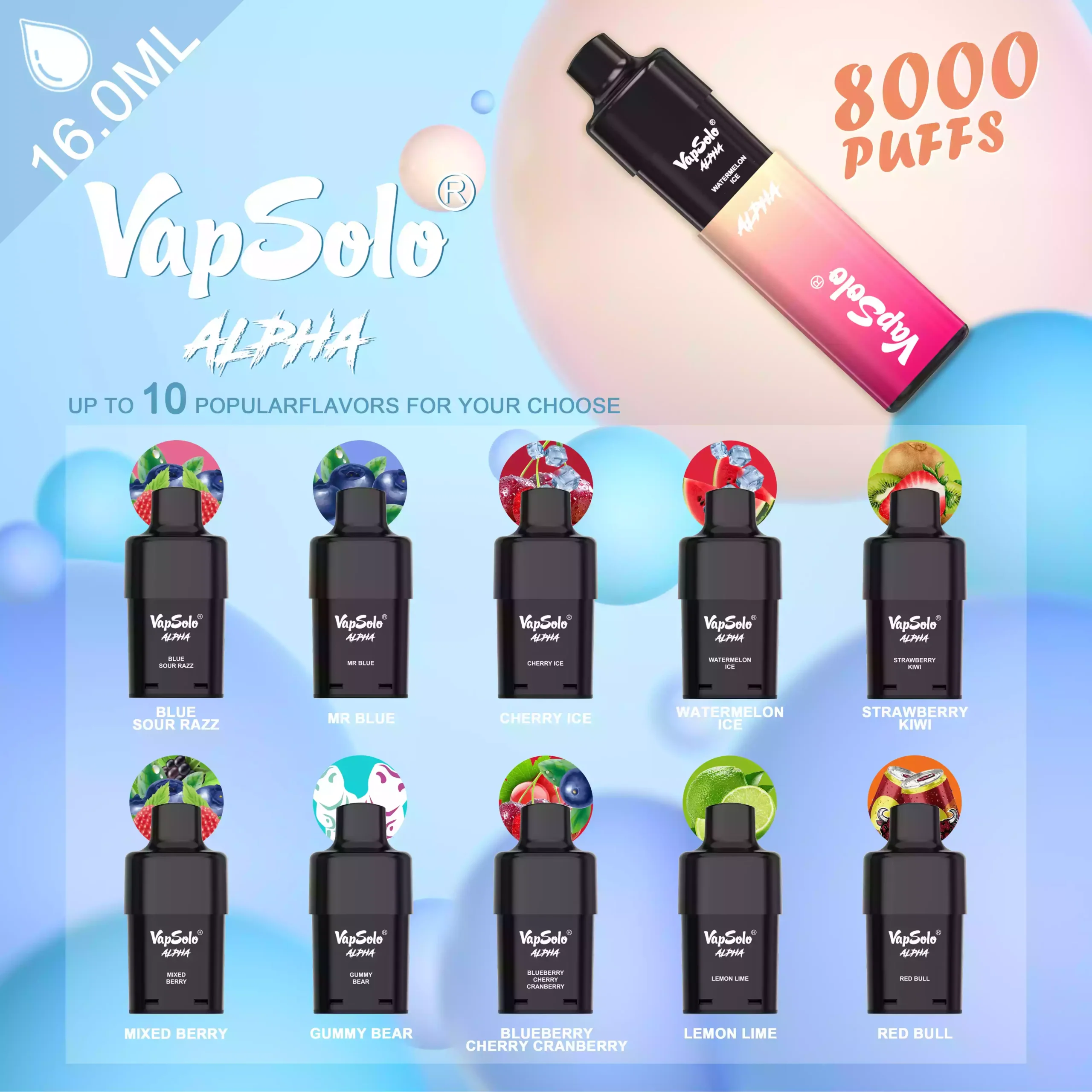 Vapsolo Alpha 8000 Puffs Disposable Vape with Child Lock & Adjustable Airflow (7) Vapsolo Alpha 8000 Puffs Disposable Vape with Child Lock & Adjustable Airflow (7)