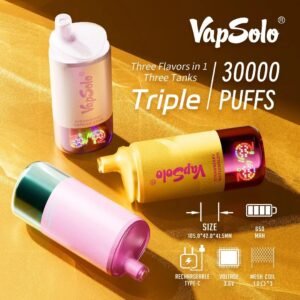 Vapsolo Triple 30K Puffs Three Tanks, LCD Display, Mesh Coil Disposable Vape Pen