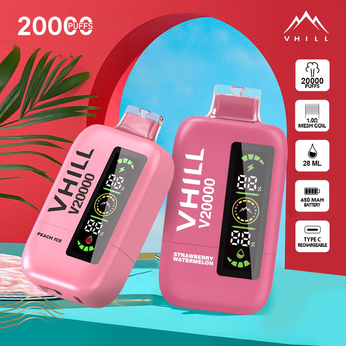 Vhill 20000 Puffs Three Tanks, LCD Display, Mesh Coil Disposable Vape Pen (1) Vhill 20000 Puffs Three Tanks, LCD Display, Mesh Coil Disposable Vape Pen (1)