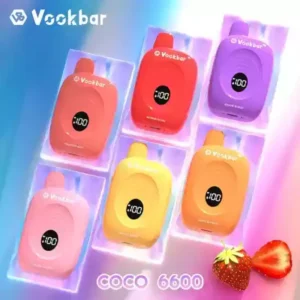 Vookbar Coco 6600 Puffs Digital Rechargeable, Dual Mesh Coil, Disposable Vape