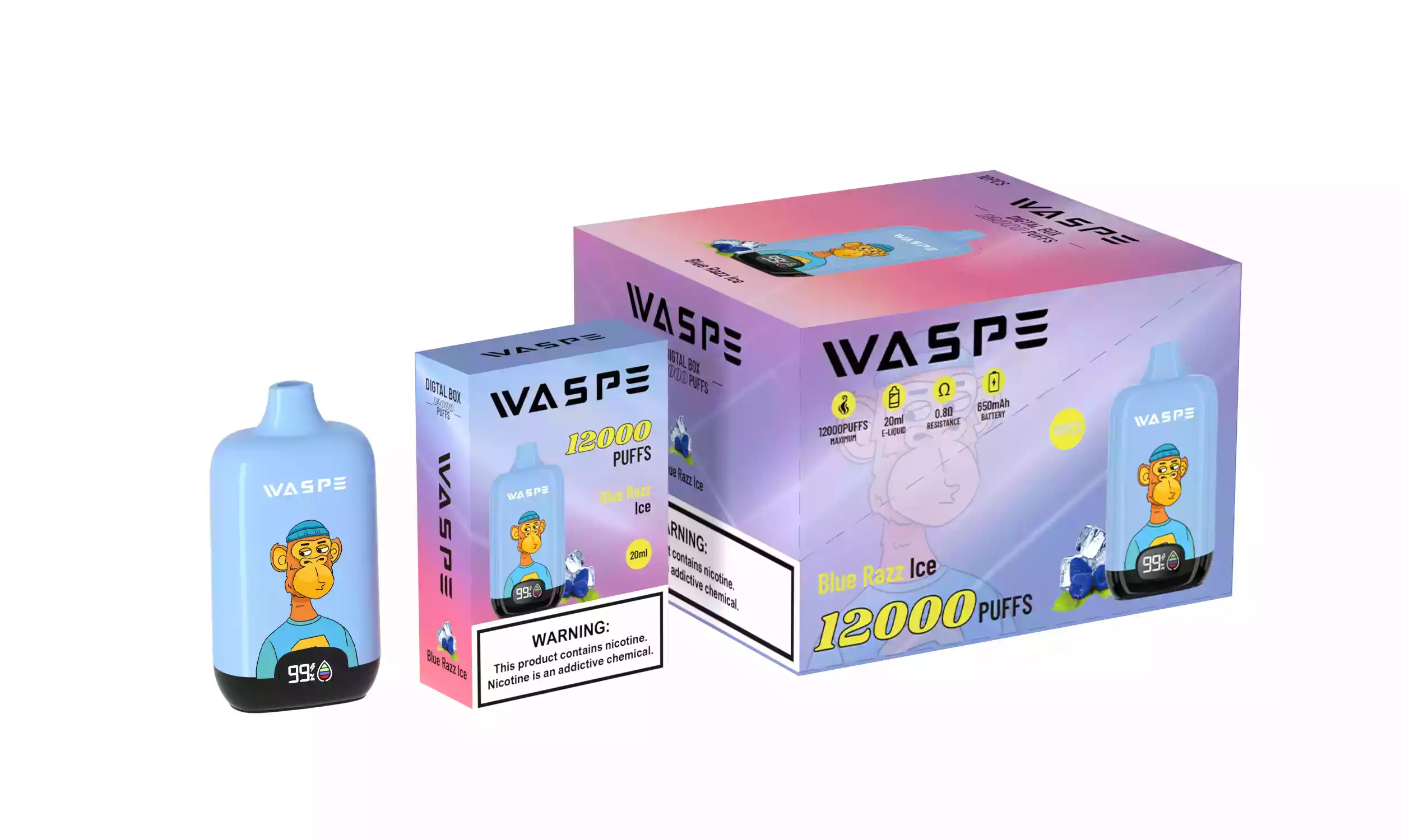 WASPE 12000 Puffs Digital Box Disposable Vape with LCD Display (10) WASPE 12000 Puffs Digital Box Disposable Vape with LCD Display (10)