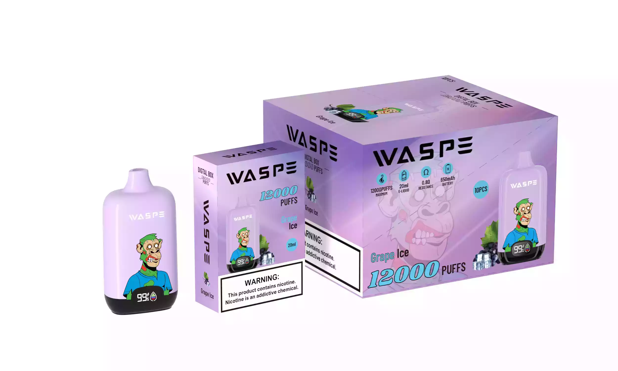 WASPE 12000 Puffs Digital Box Disposable Vape with LCD Display (13) WASPE 12000 Puffs Digital Box Disposable Vape with LCD Display (13)