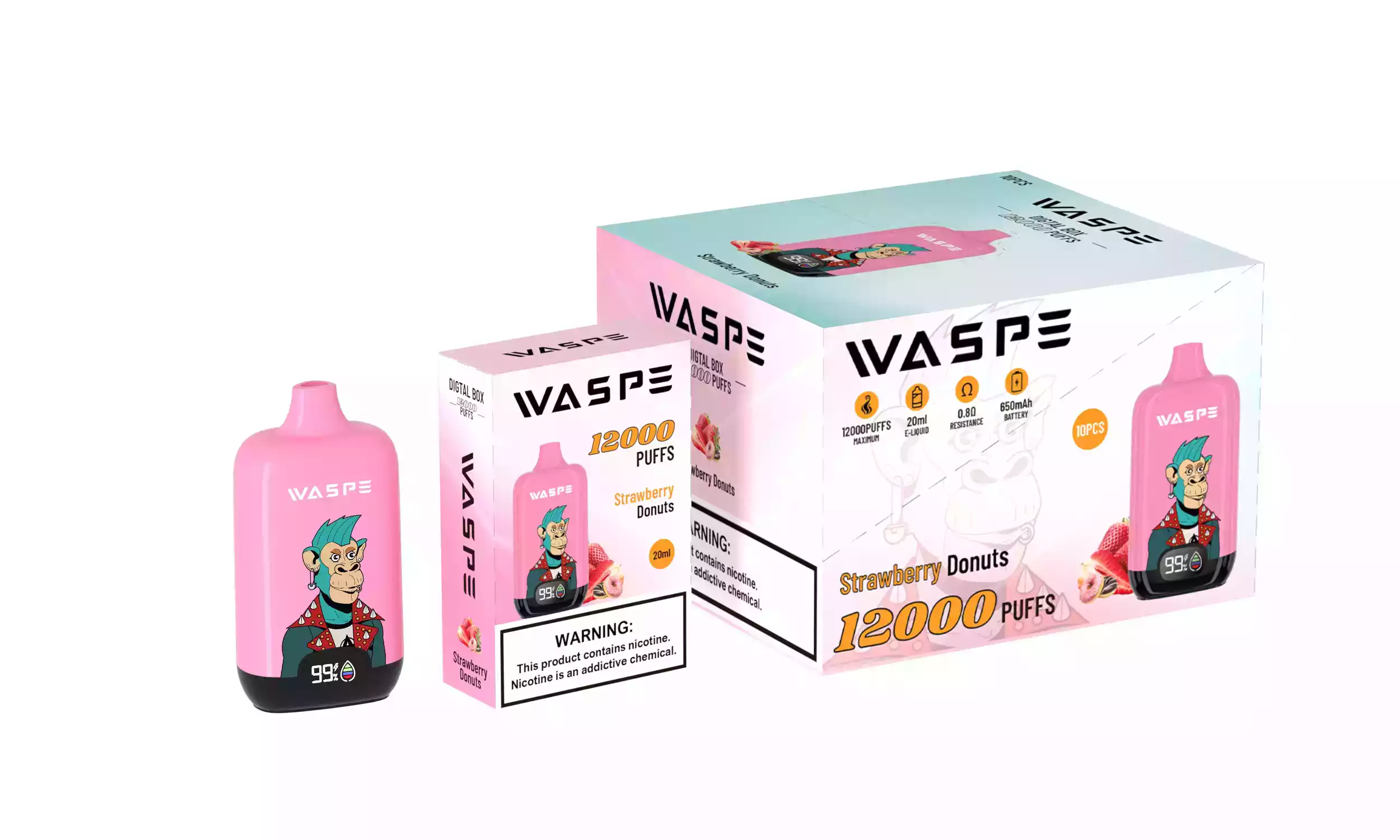 WASPE 12000 Puffs Digital Box Disposable Vape with LCD Display (17) WASPE 12000 Puffs Digital Box Disposable Vape with LCD Display (17)