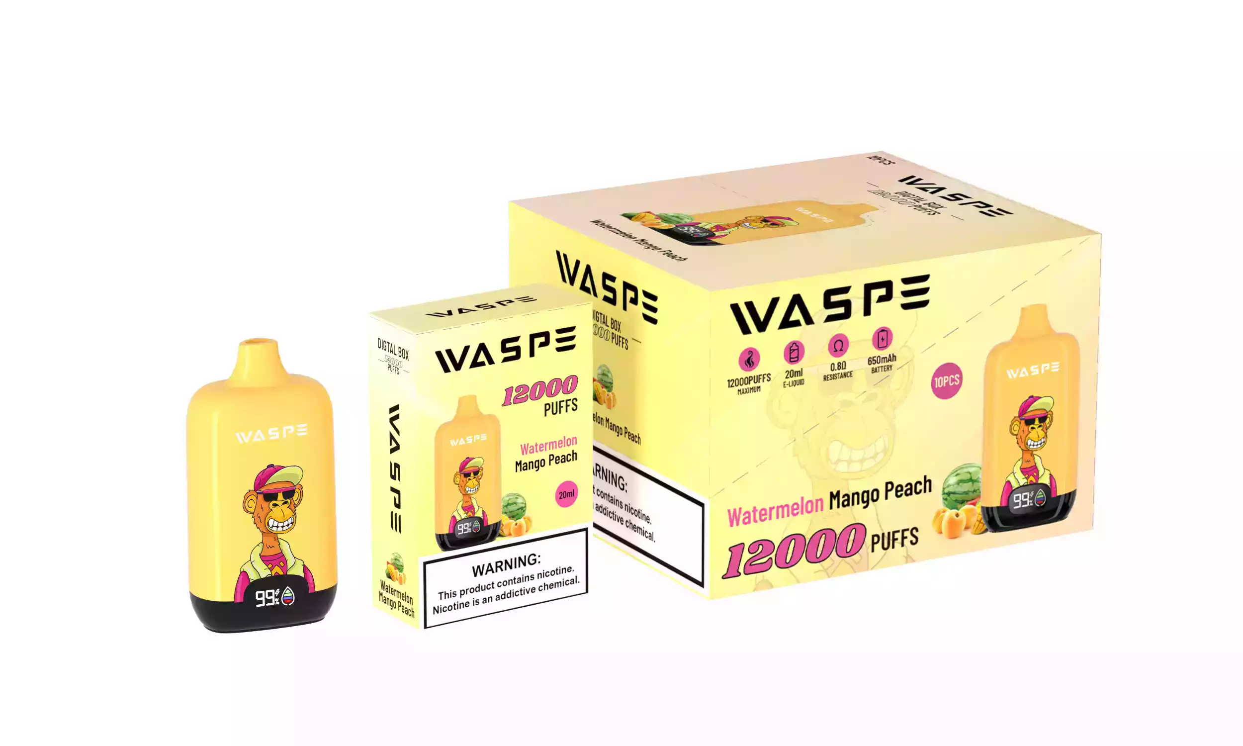 WASPE 12000 Puffs Digital Box Disposable Vape with LCD Display (6) WASPE 12000 Puffs Digital Box Disposable Vape with LCD Display (6)